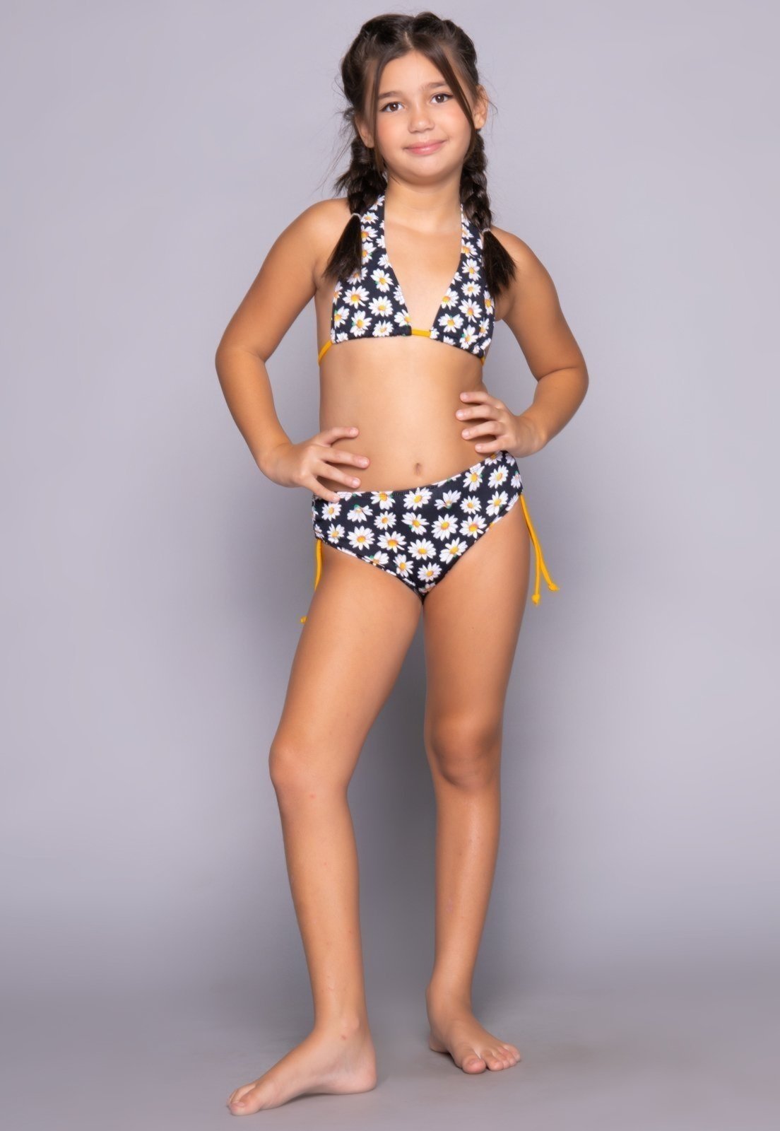 Biquíni Serra e Mar Modas Com Top e Calcinha Amarração Bionda Estampado Laranja
