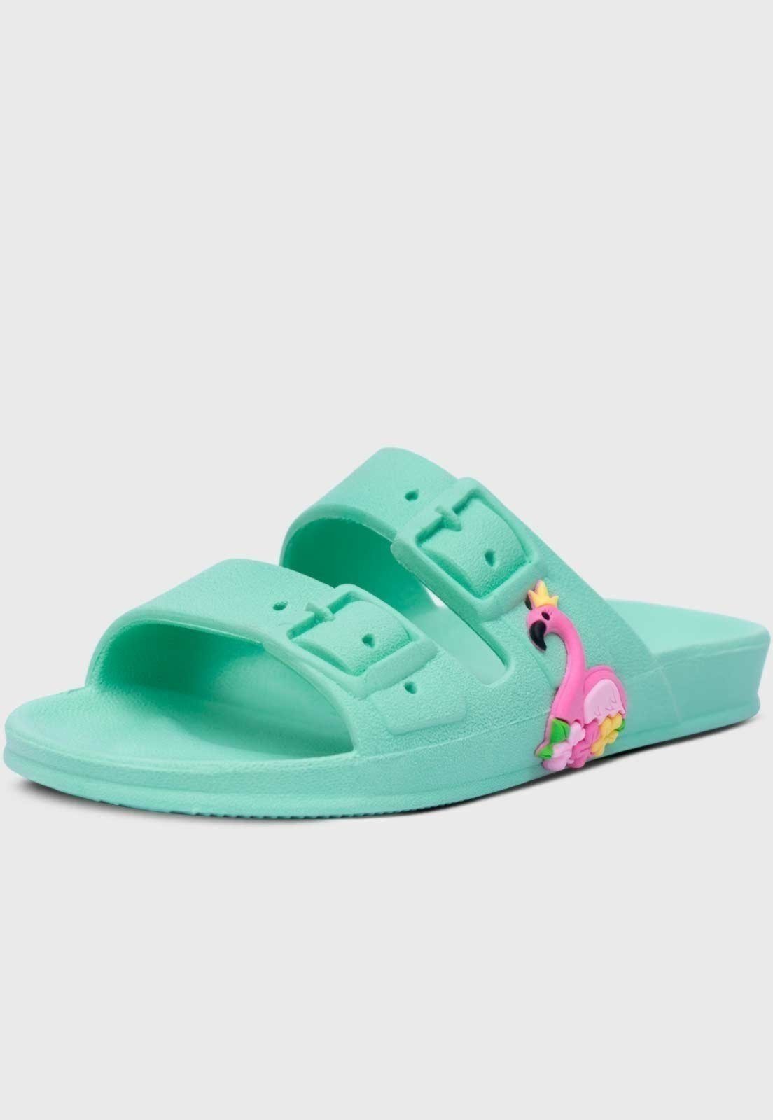 Infantil - Chinelo Papete Popidi Menina Flamingo Verde