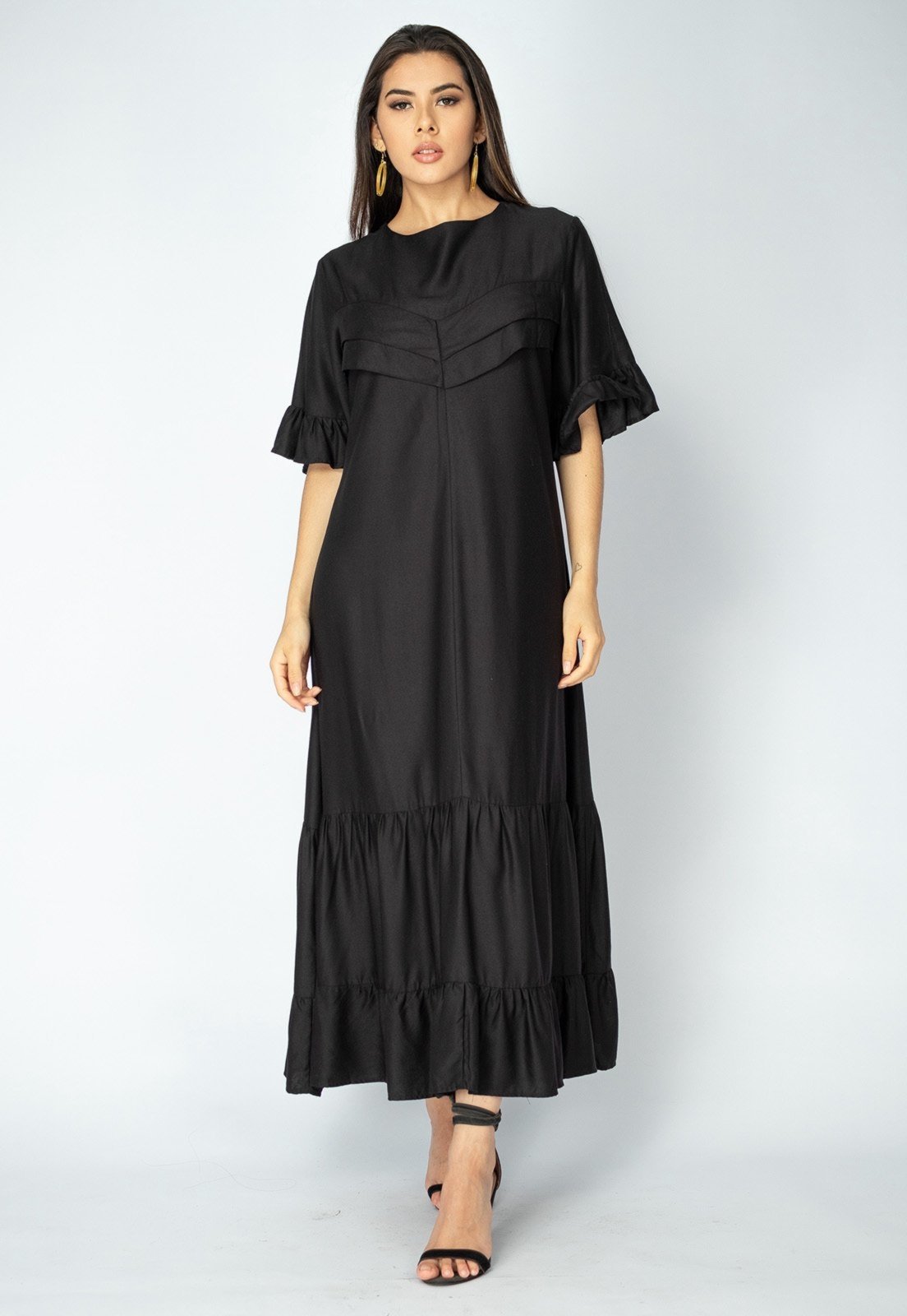 Vestido Midi Amazonia Vital Church Viscose Preto