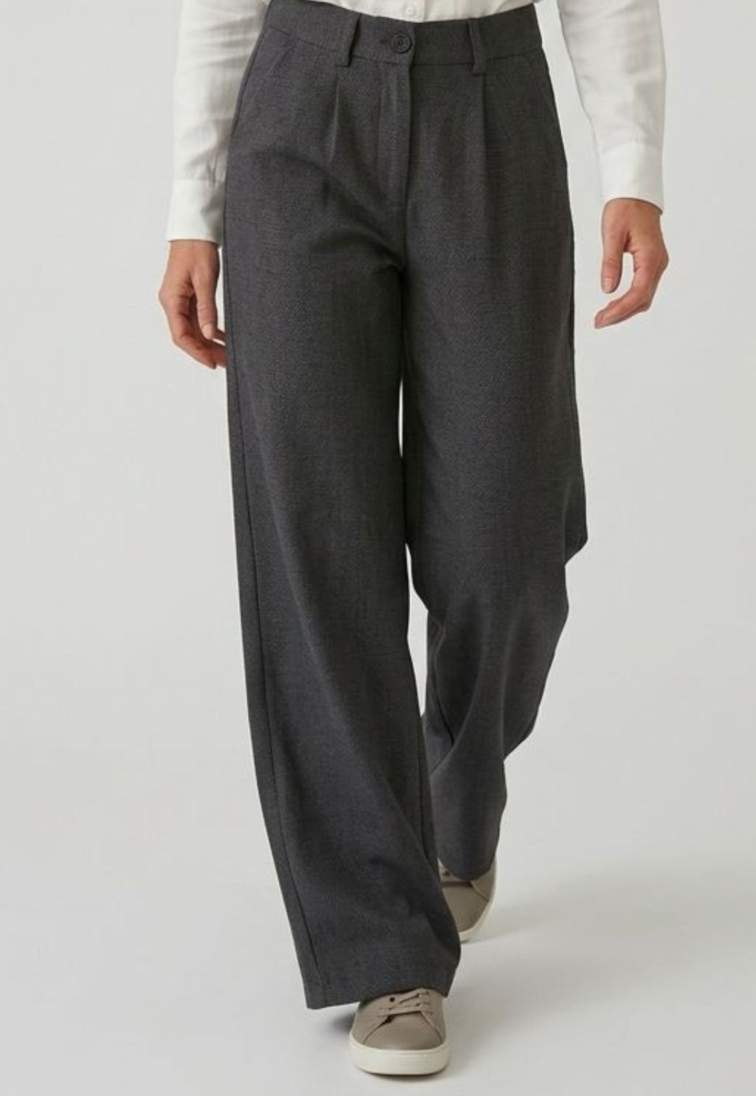 Calça De Linho Feminina 77vs Levosch Pantalona Cinza