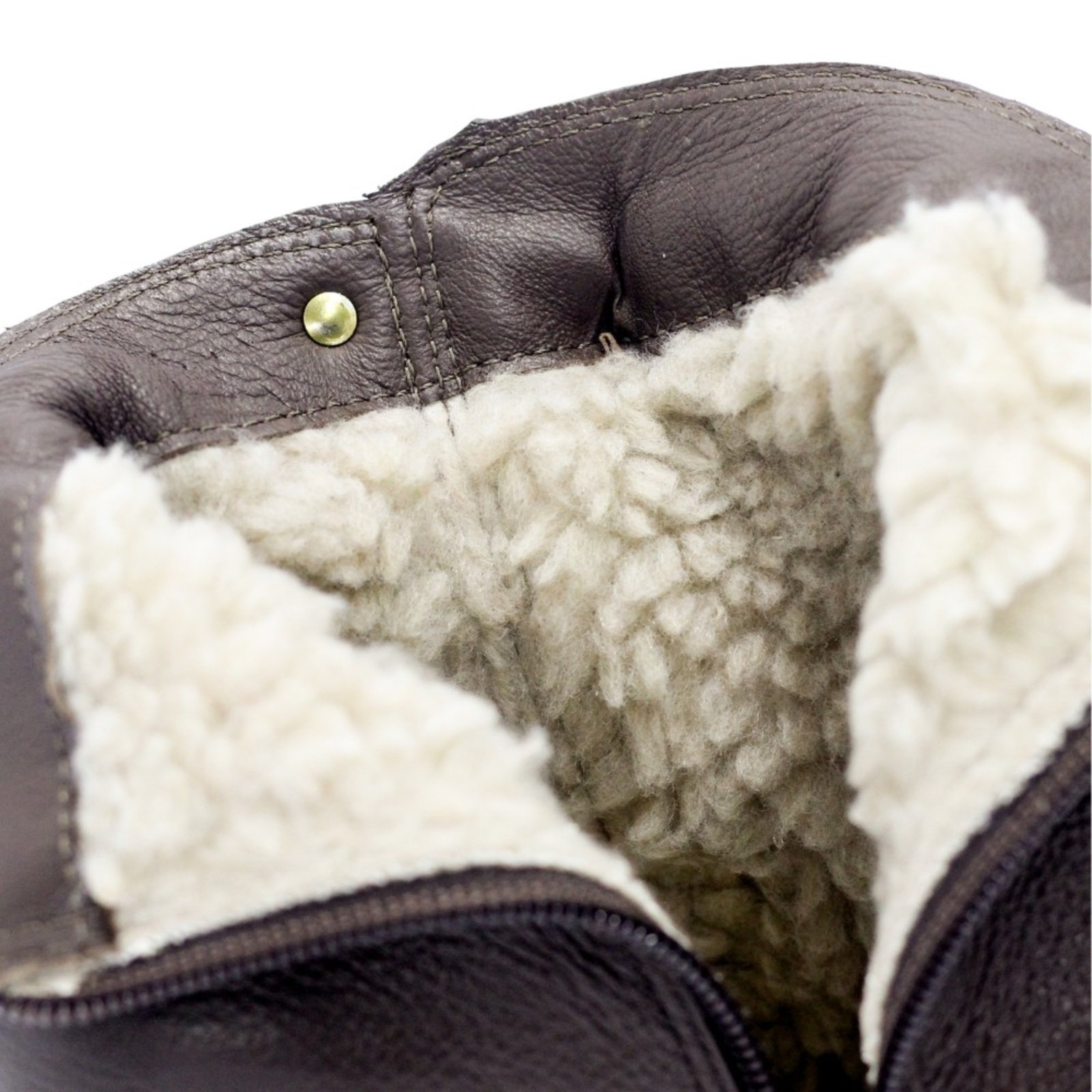 Vista 3 Bota Feminina em Lã Sintética Bico Fino Cano Curto Couro Salto 4 CM Spinelli café Spinelli café