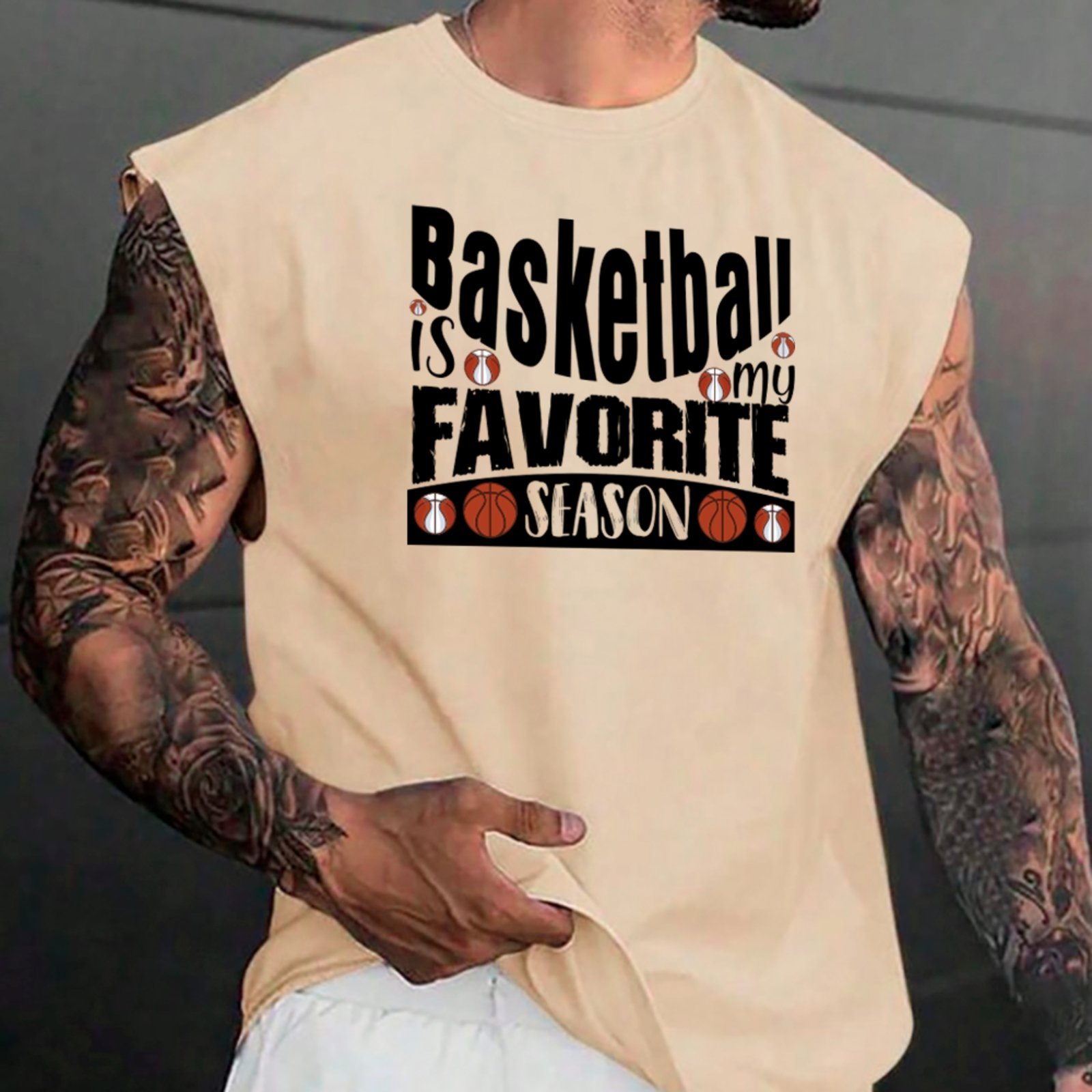 Camiseta Regata Machão Ousy Basketball Frase Criativa Street Style Oversized Masculina Off White