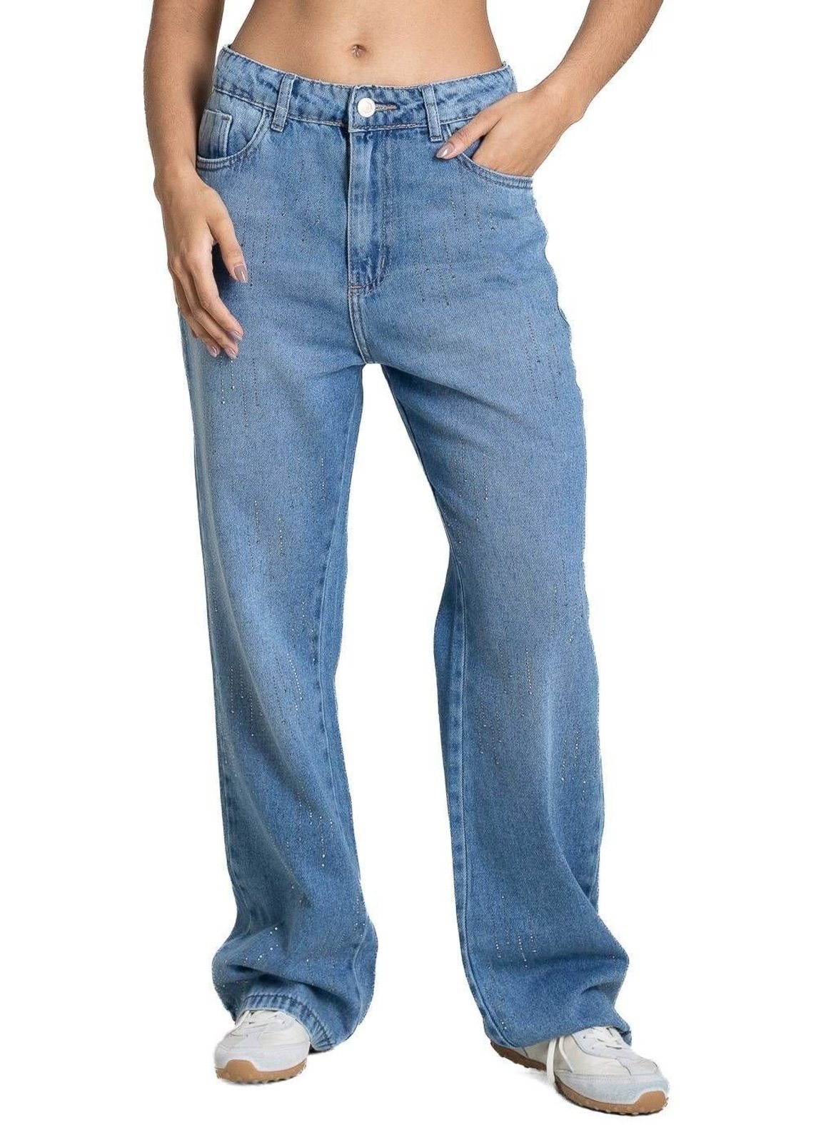 Calça Jeans Sawary Reta Brilho - 283986 - Azul - Sawary