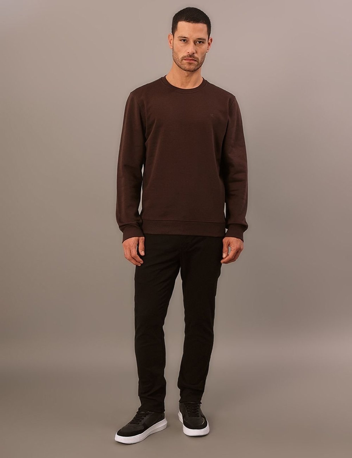 Casaco Moletom Calvin Klein Jeans Masculino Calvin Klein Bordado - Cafe Calvin Klein Jeans