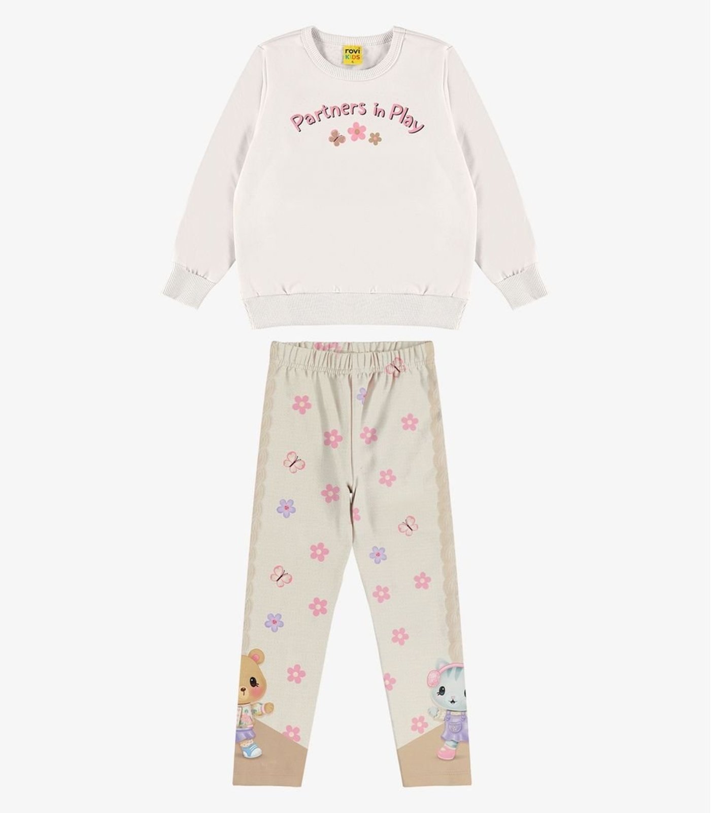 Infantil - Conjunto de Moletom Com Legging E Blusão Rovi Bege