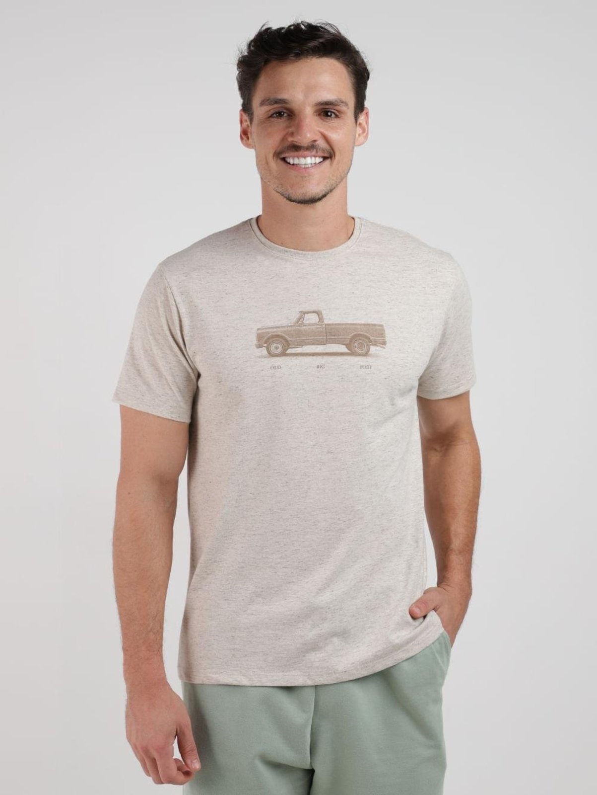 Camiseta Manga Curta Eletrón Masculina NATURAL
