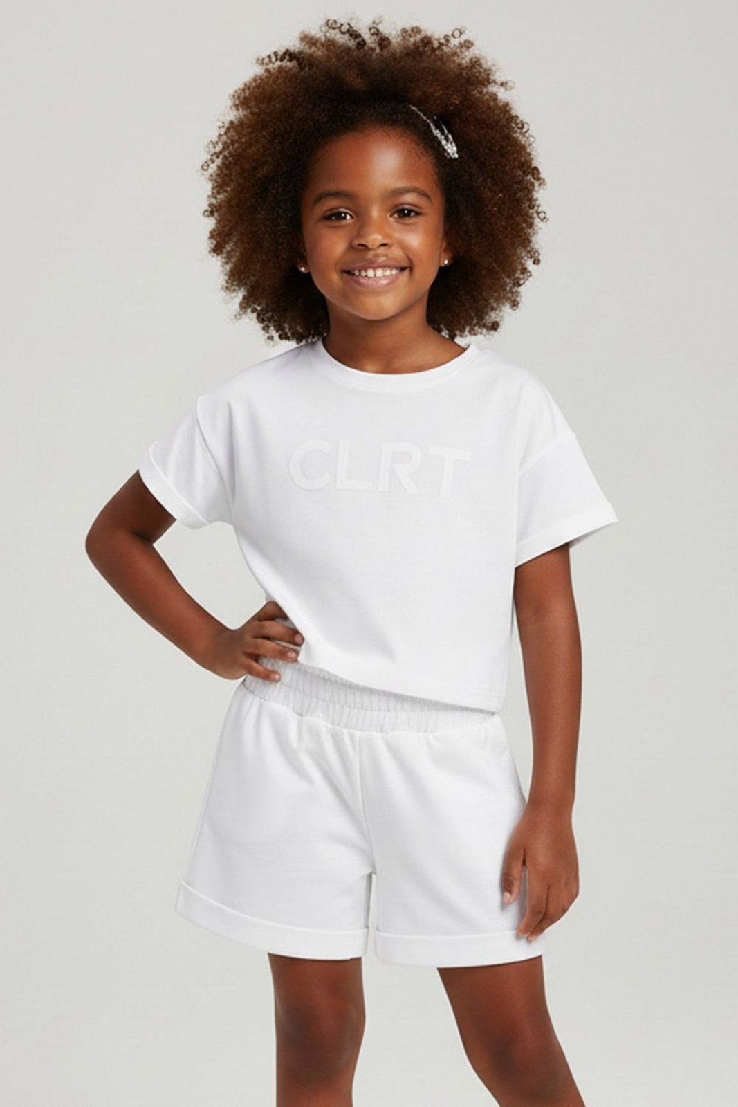 Infantil – Conjunto Menina Blusa e Shorts Colorittá Branco