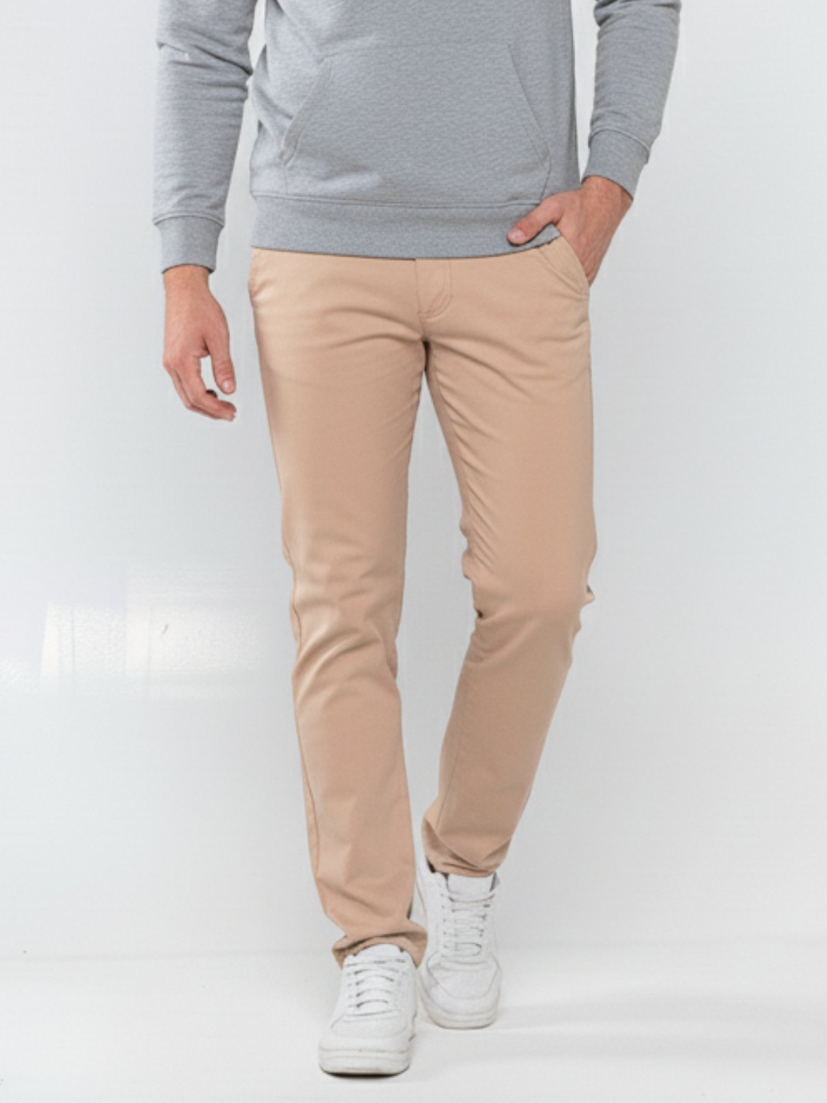 Calça Sarja Masculina Tempo Hábil Bege Confortável para o Dia a Dia