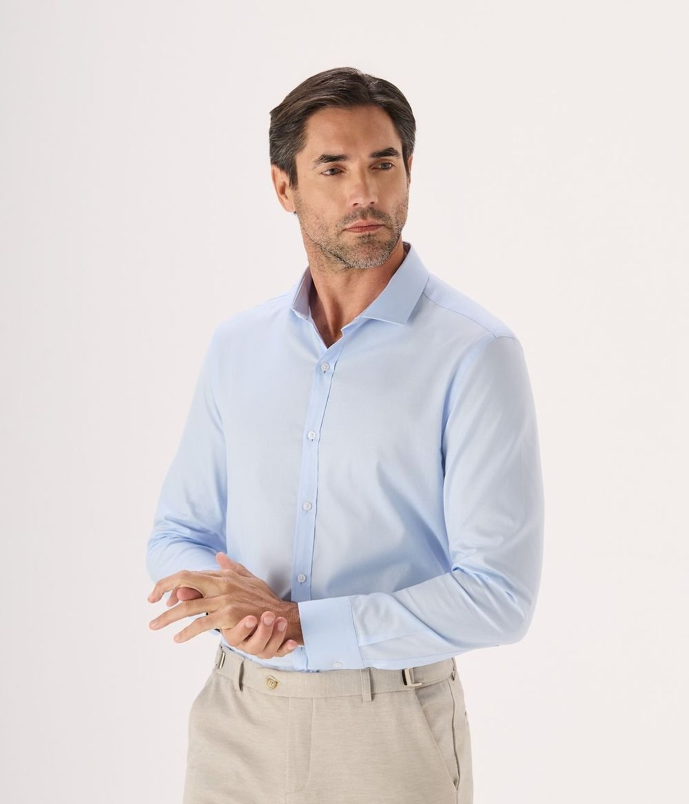 Camisa Slim Makenji Masculina Azul Claro