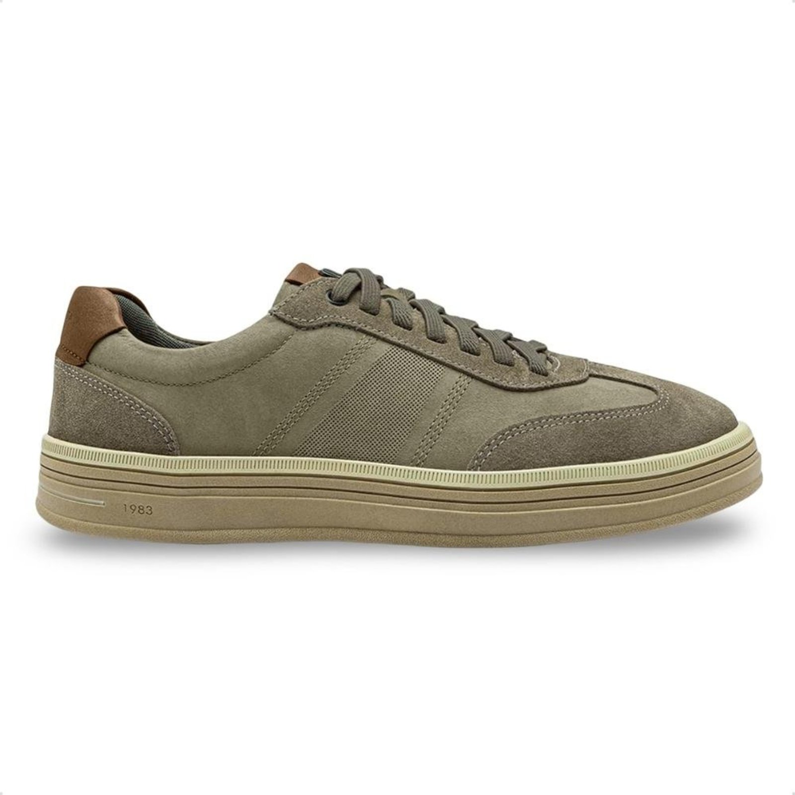 Tênis de Couro Democrata Masculino Loen 703201 Marrom