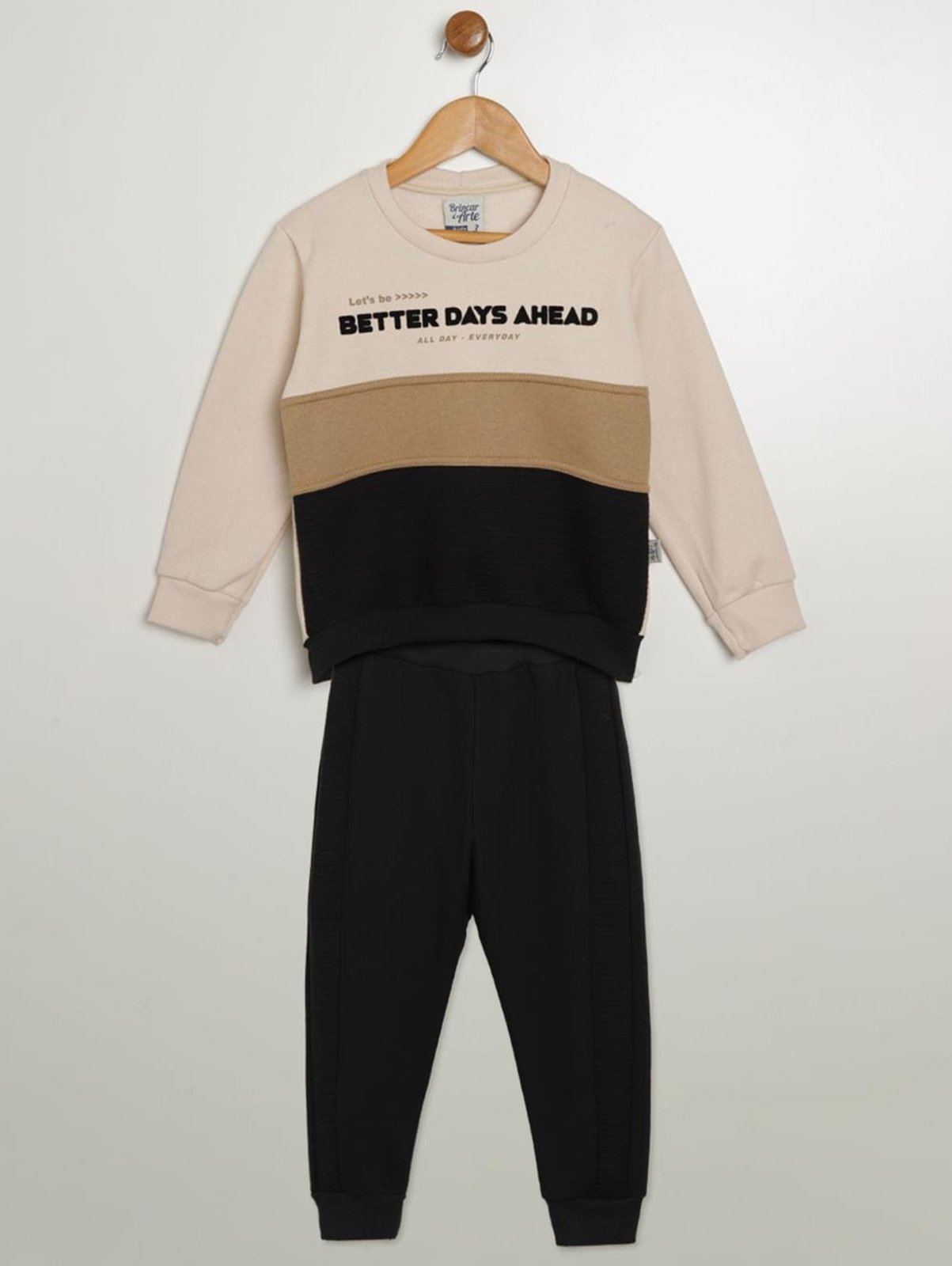 Infantil - Conjunto Longo Para Menino - BEGE/PRETO