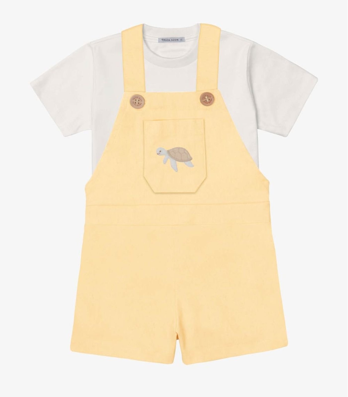 Infantil - Conjunto Verão Menino Com Jardineira Trick Nick Amarelo