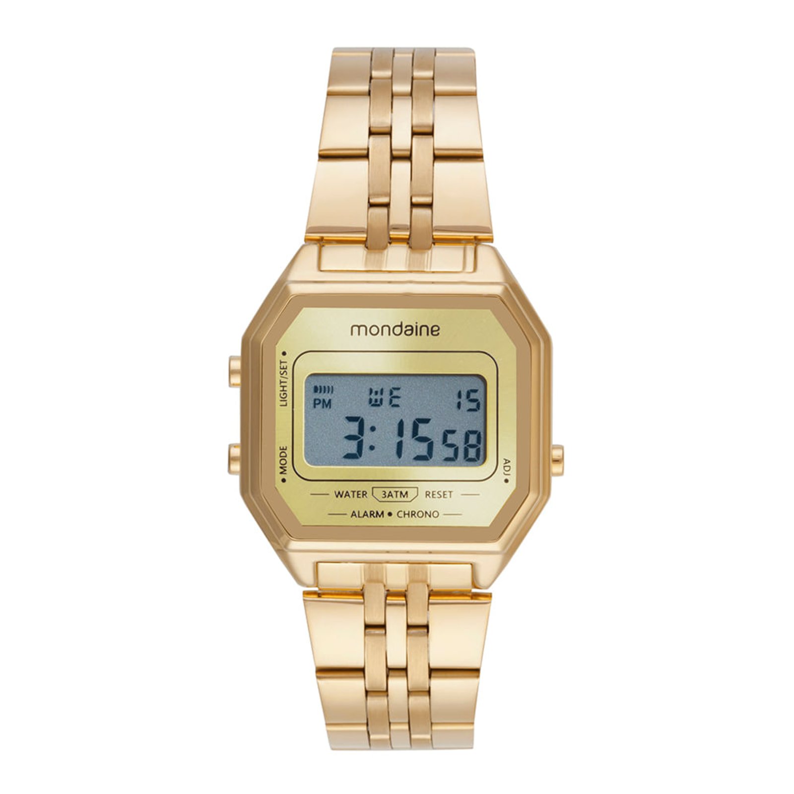 Relógio Unissex Digital Vintage Dourado Mondaine