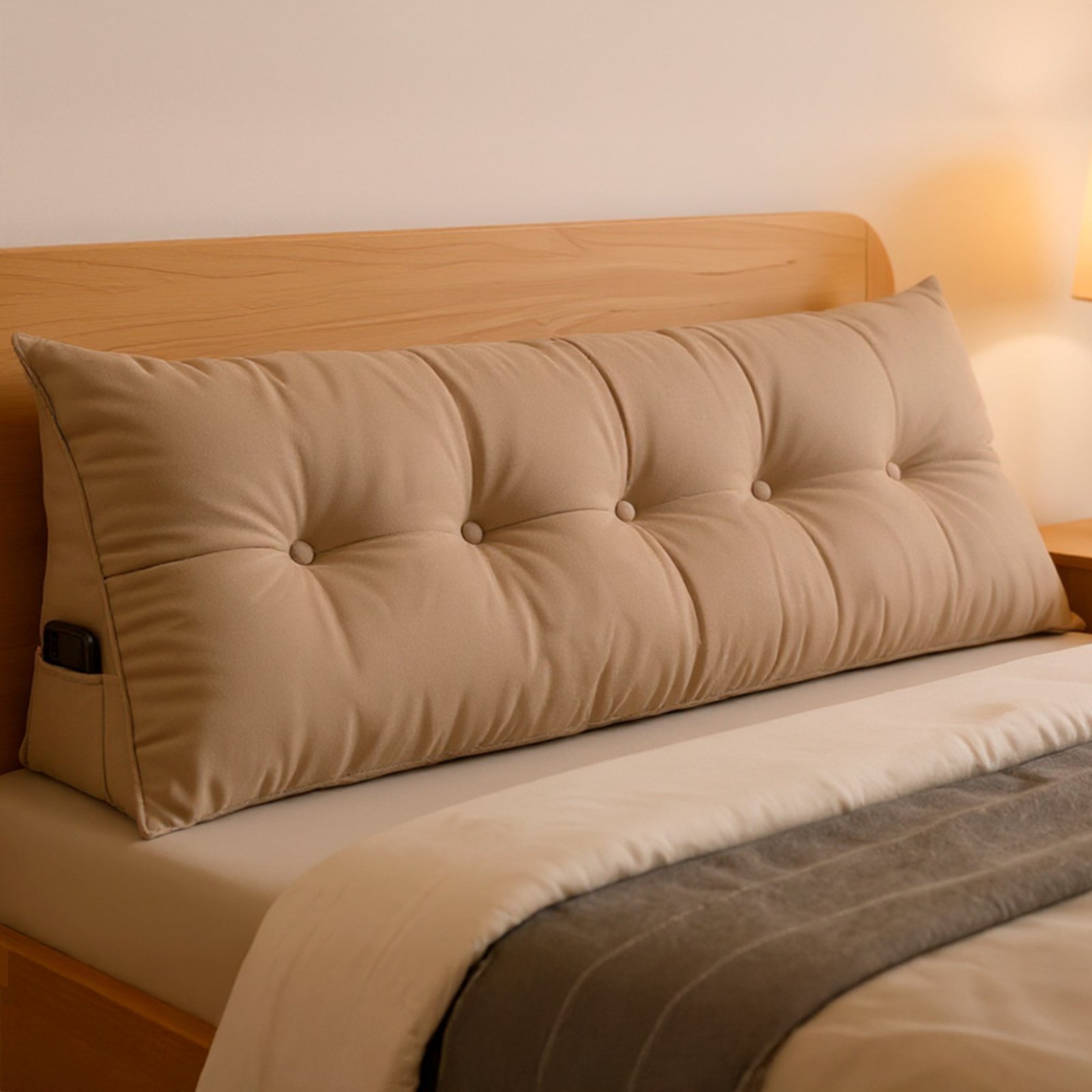 Almofada de Cabeceira Encosto Apoio para Lombar com Bolso Lateral 160x50x20cm BF Colchões