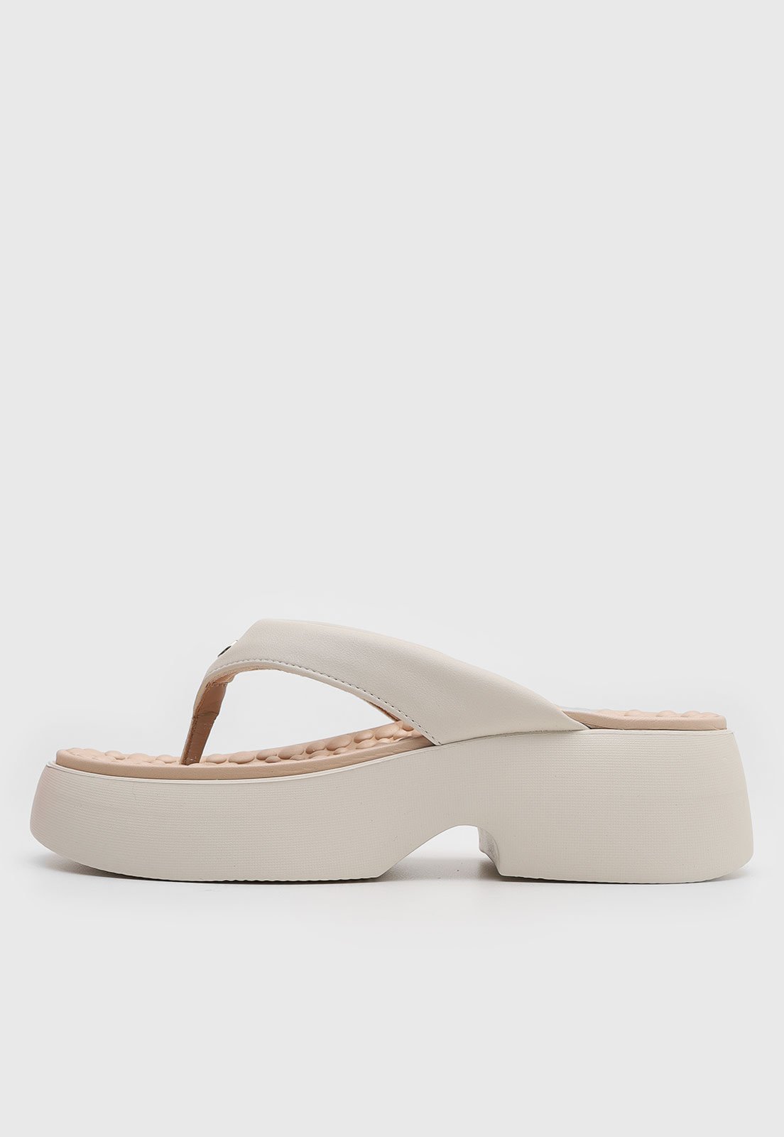 Sandália Feminina Modare Salto Bloco Detalhe Dedo Off-White