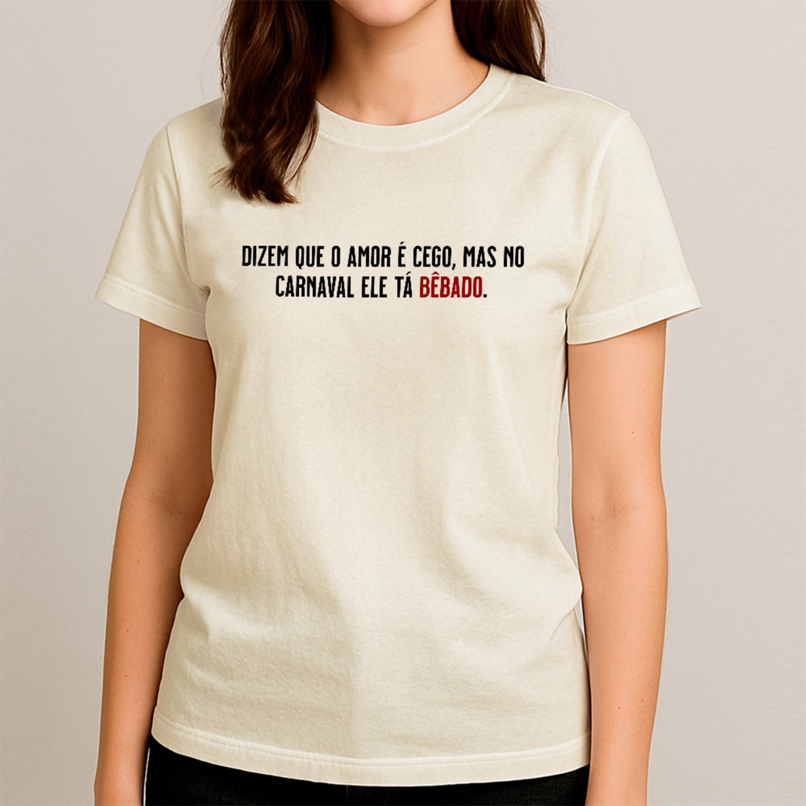 Vista 3 Camiseta Ousy Básica Amor Tá Bêbado Meme Solteiro Carnaval Unissex Off White off-white white ousy off-white white