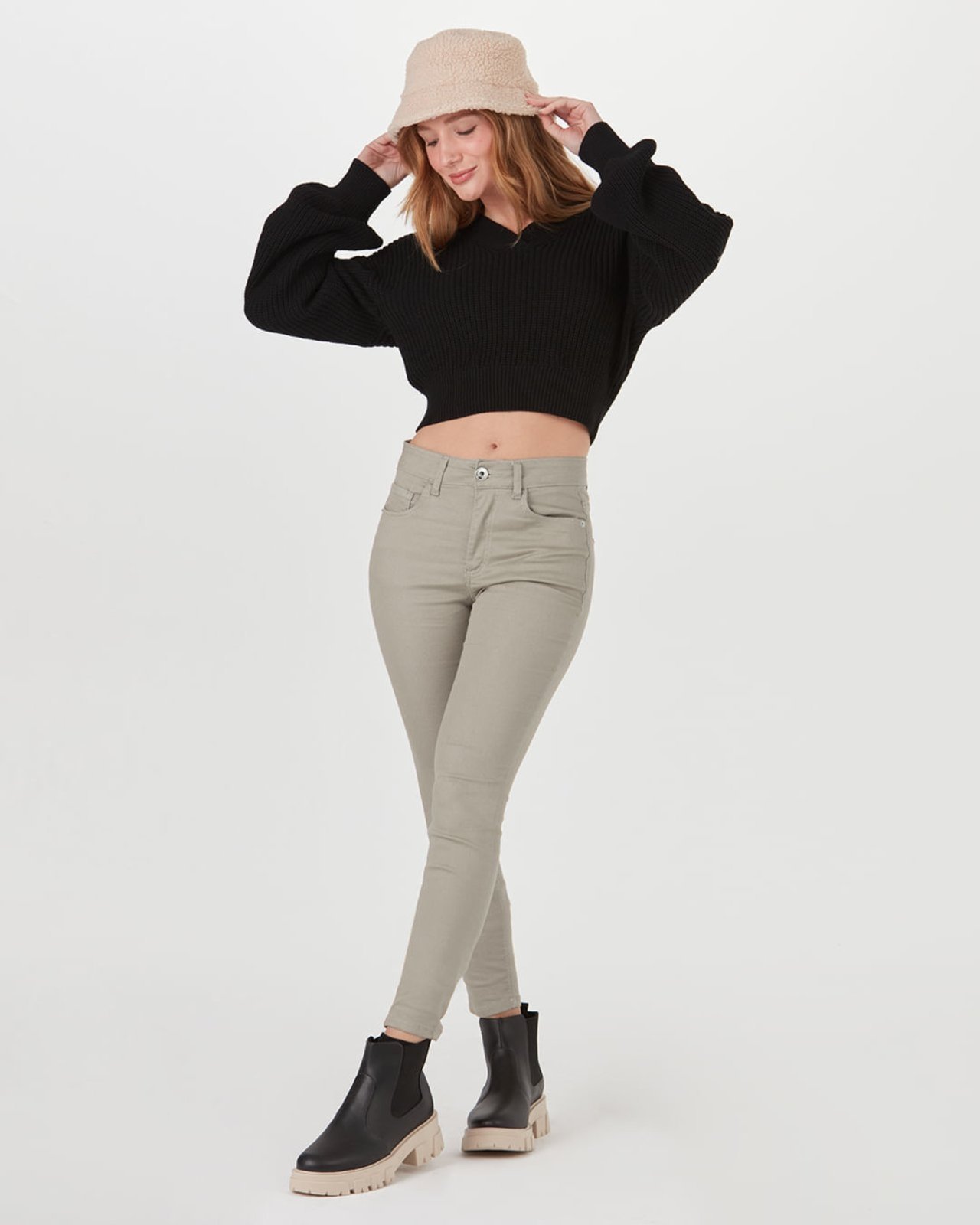 Calça Skinny Feminina Cintura Média Em Flex Jeans