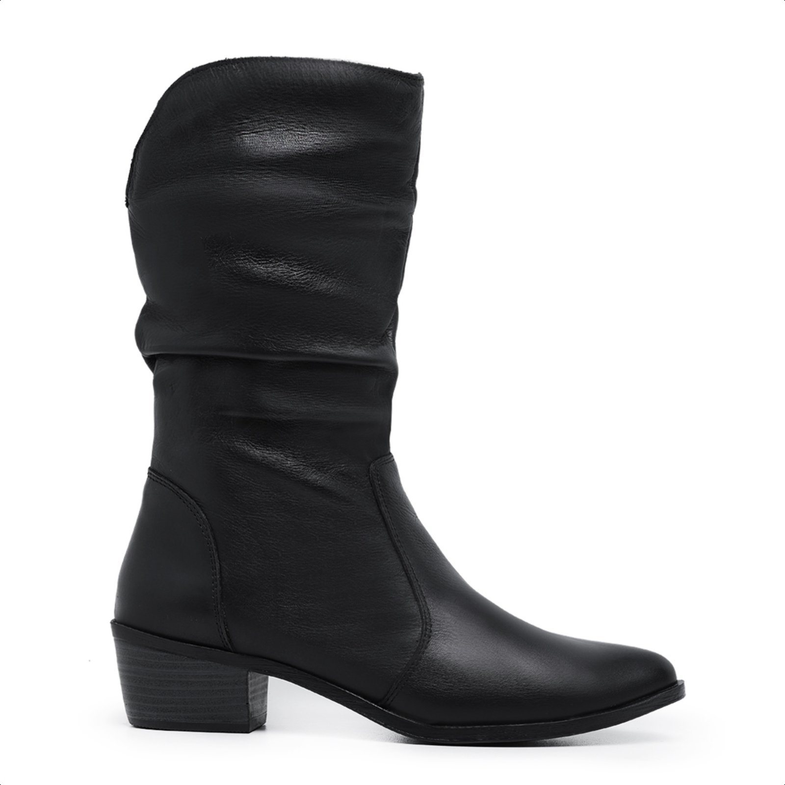 Vista 3 Bota Country Feminina Cano médio em Couro Legítimo com Ziper Lateral Mod.3900 Julia Mister Couros preto Mister Couros preto