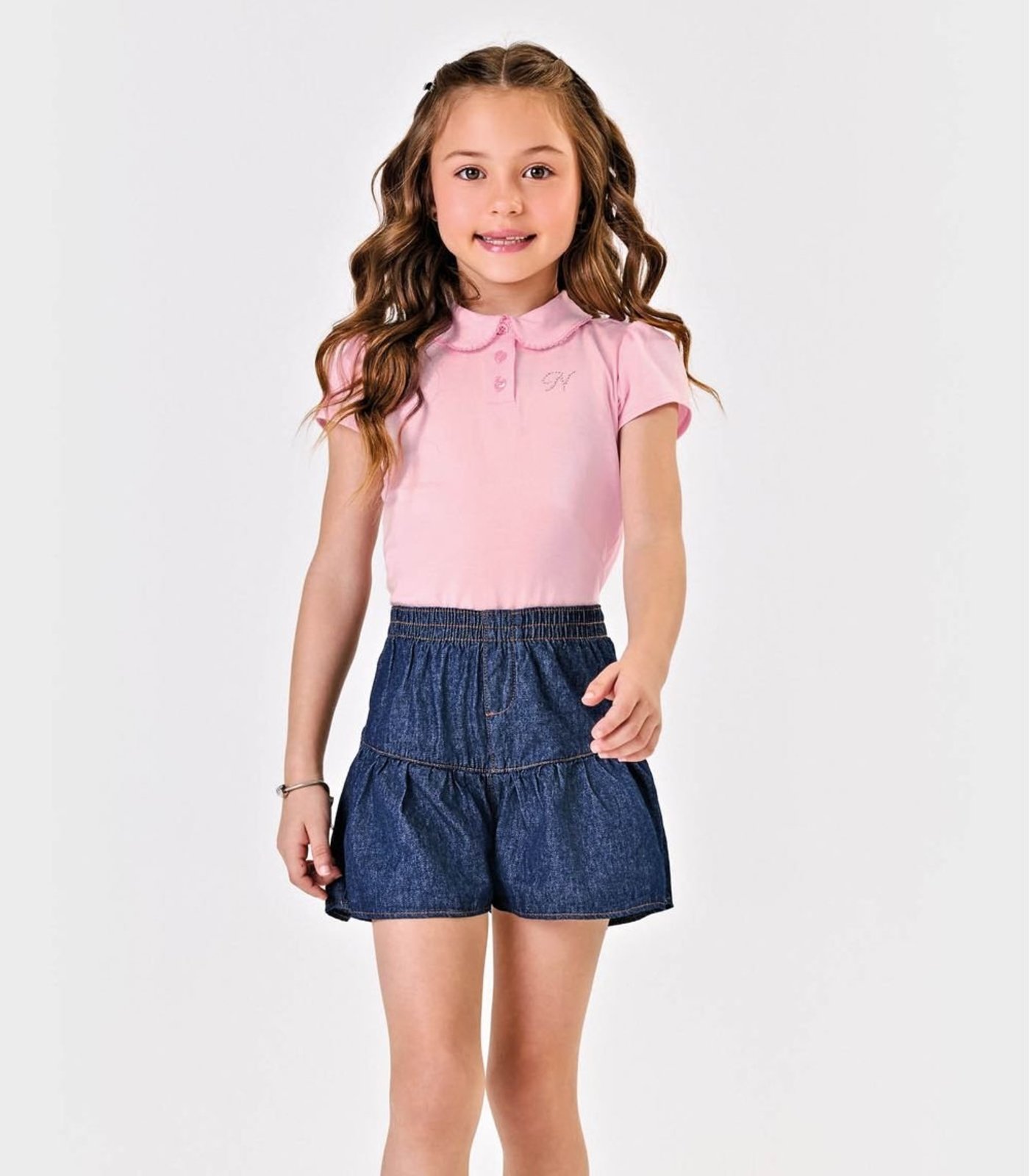 Infantil – Shorts Menina Jeans Trick Nick Azul