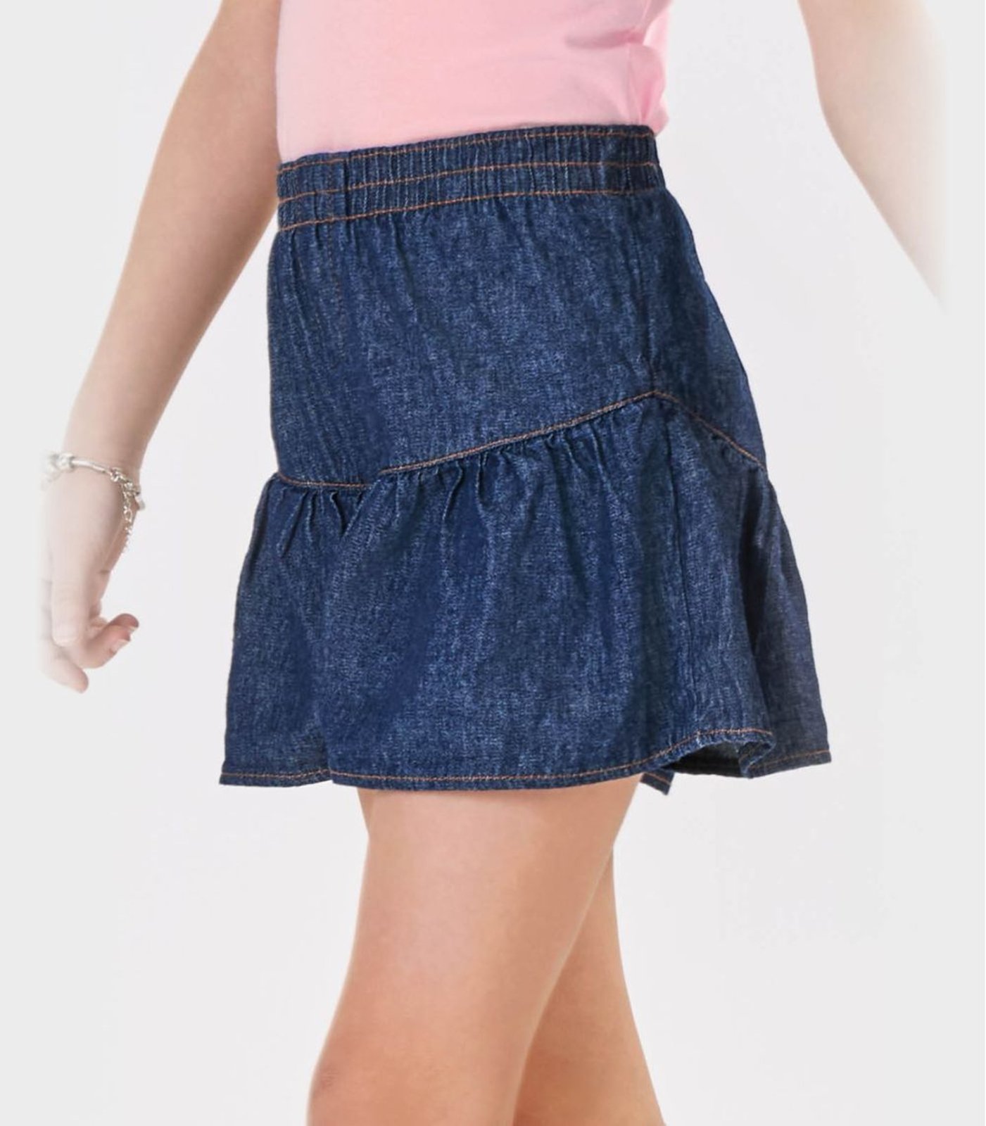 Vista 3 Infantil - Shorts Menina Jeans Trick Nick TRICK NICK JEANS azul TRICK NICK JEANS azul