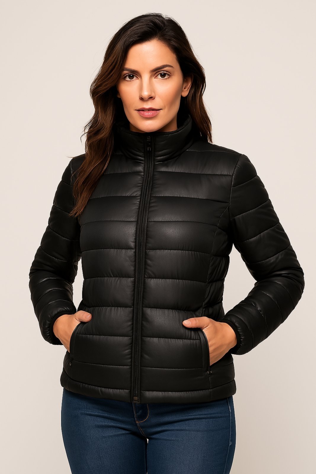 Jaqueta Bobojaco Slim Fit Acolchoada WA Nylon Capuz Removível Preto