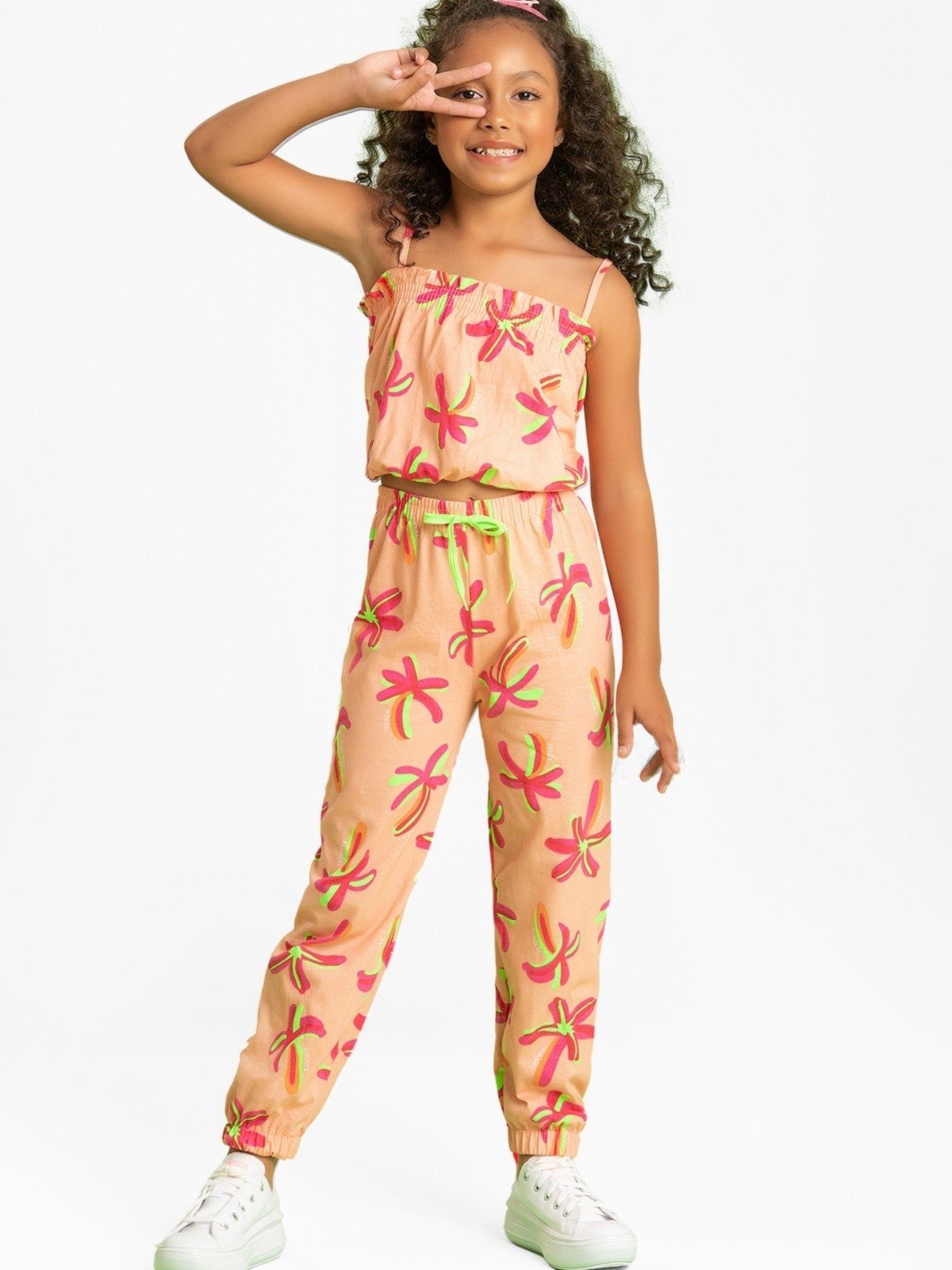 Vista 3 Infantil - Conjunto Platinum Coqueiros Vibrantes Miniature Kids coral Miniature Kids coral