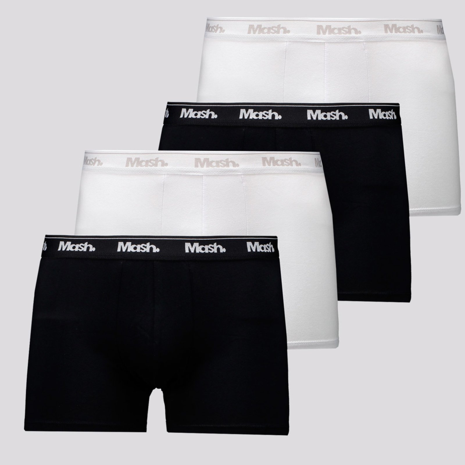 Kit de 4 Cuecas Boxer Mash Cotton Branca e Preta
