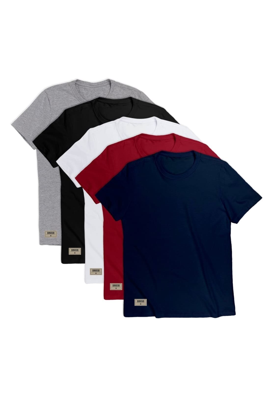 Kit 5 Camisetas Coloridas Basicas 100% Algodão 30.1 Di Nuevo Masculina