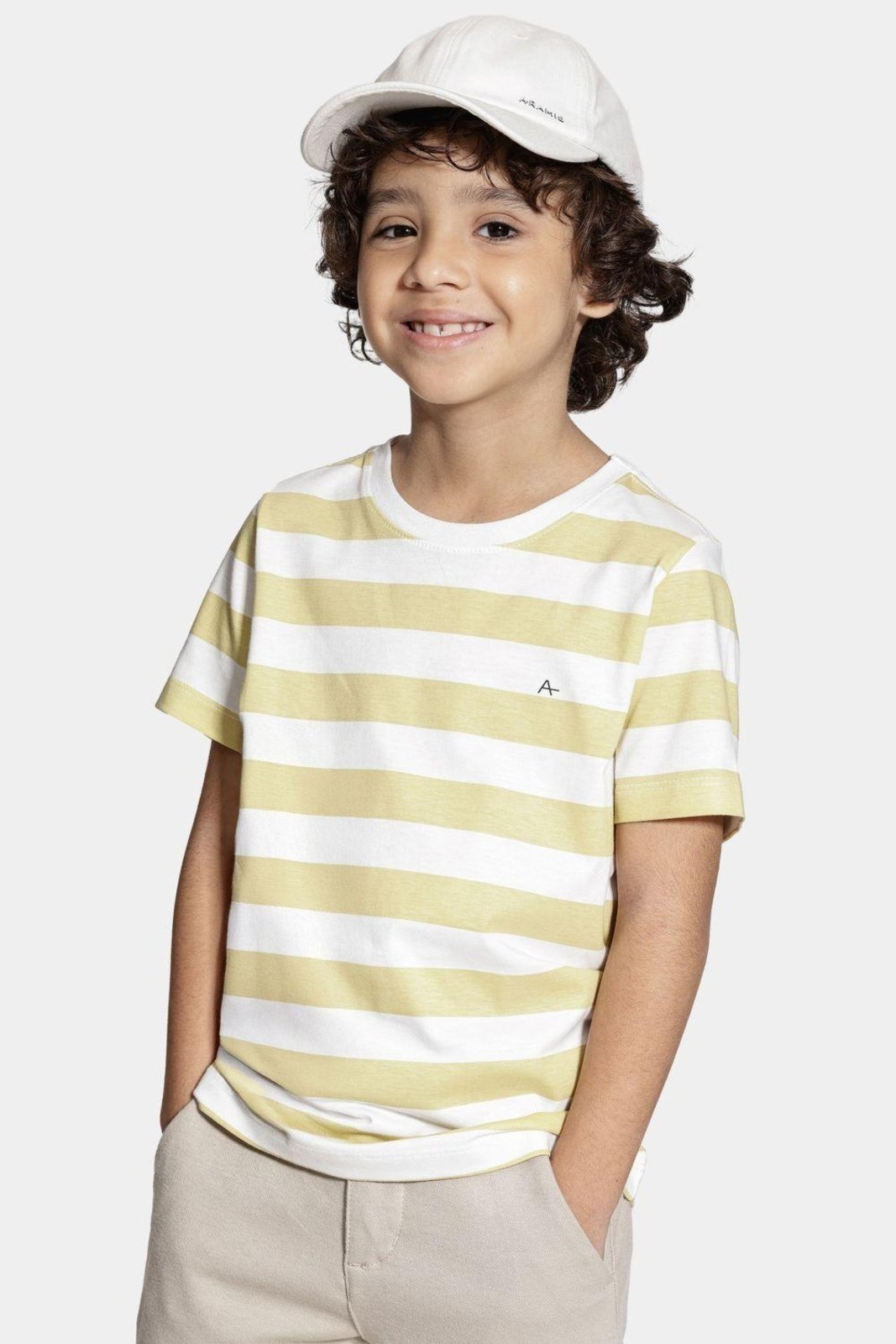 Vista 2 Infantil - Camiseta Aramis Manga Curta Off White e Laranja off-white white Aramis off-white white