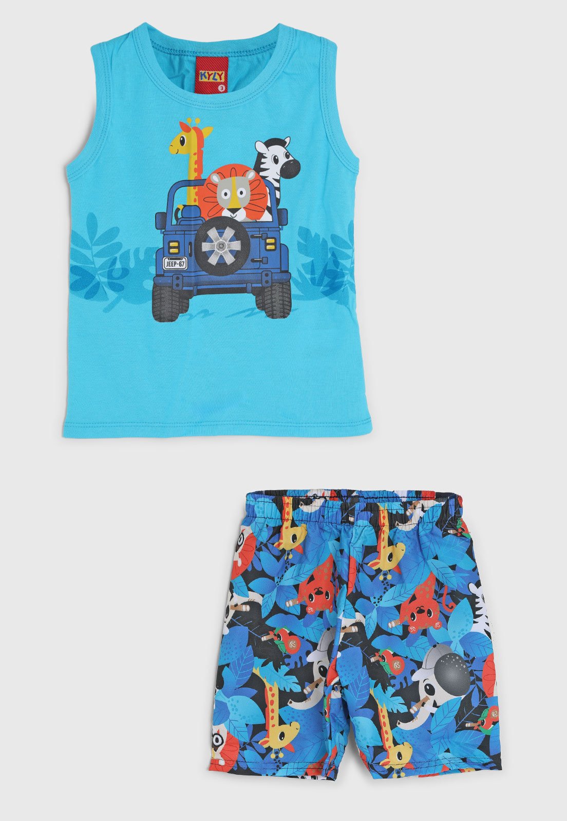 Conjunto Kyly Estampa Animais Azul Claro