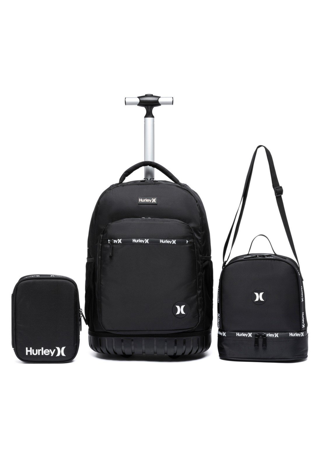 Infantil - Kit Mochila Rodinha Hurley Bolsa Escolar Lancheira Térmica Estojo
