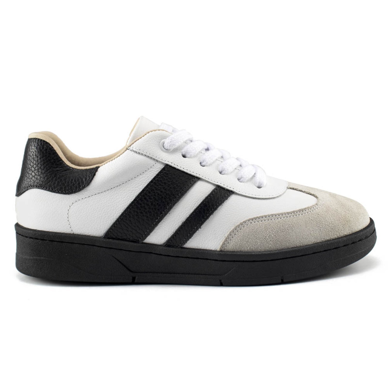 Vista 3 Tênis Feminino Bella Nina Casual Dia A Dia Confortável Estilo Camurça Com branco/preto Bella Nina branco/preto
