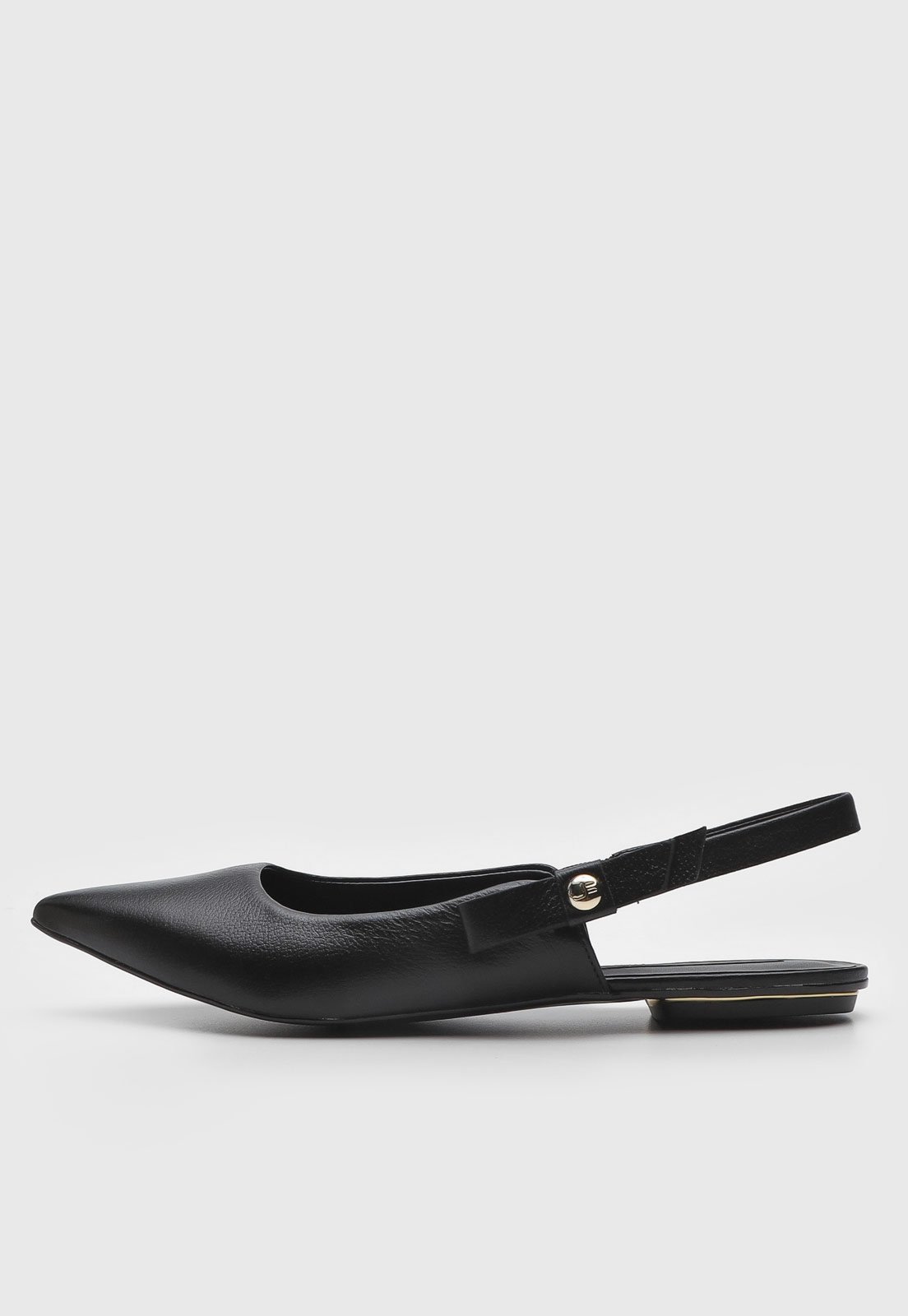 Sapatilha Slingback Jorge Bischoff de Couro Bico Fino Preta