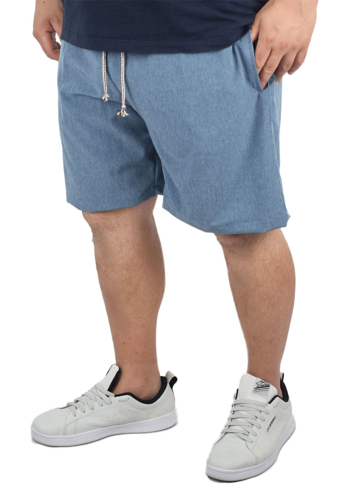 Short Tactel Elastano Mescla Plus Size Praia Masculino Azul