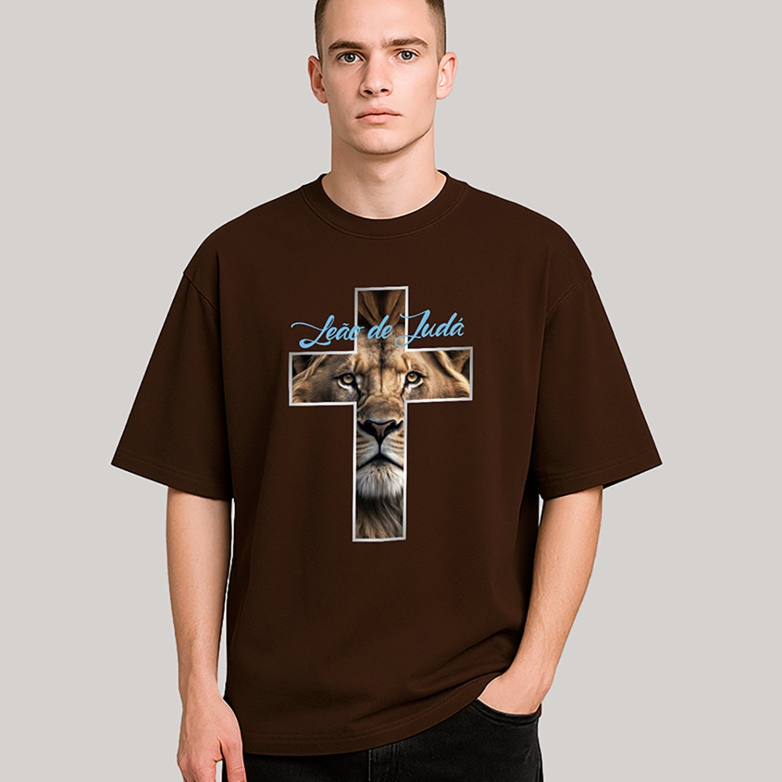 Camiseta Unissex Ousy Cristã Streetwear Oversized Marrom