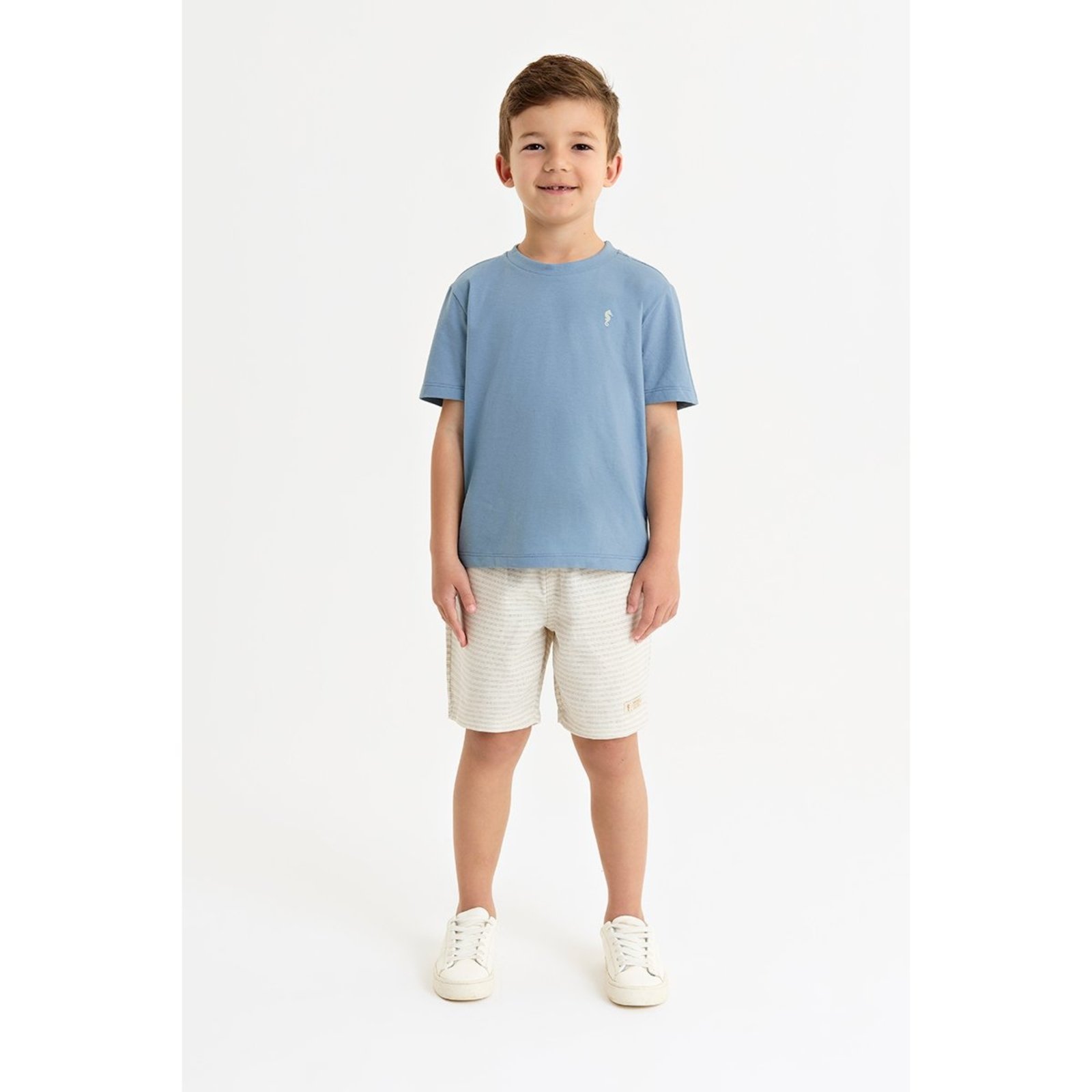 Infantil - Conjunto Masculino com Camiseta e Bermuda em Sarja Confortável