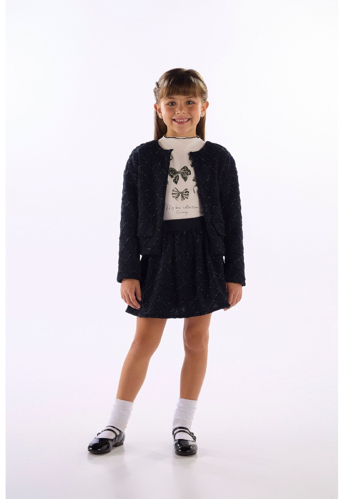 Infantil - Conjunto Blusa Saia-Short Quimby Branco