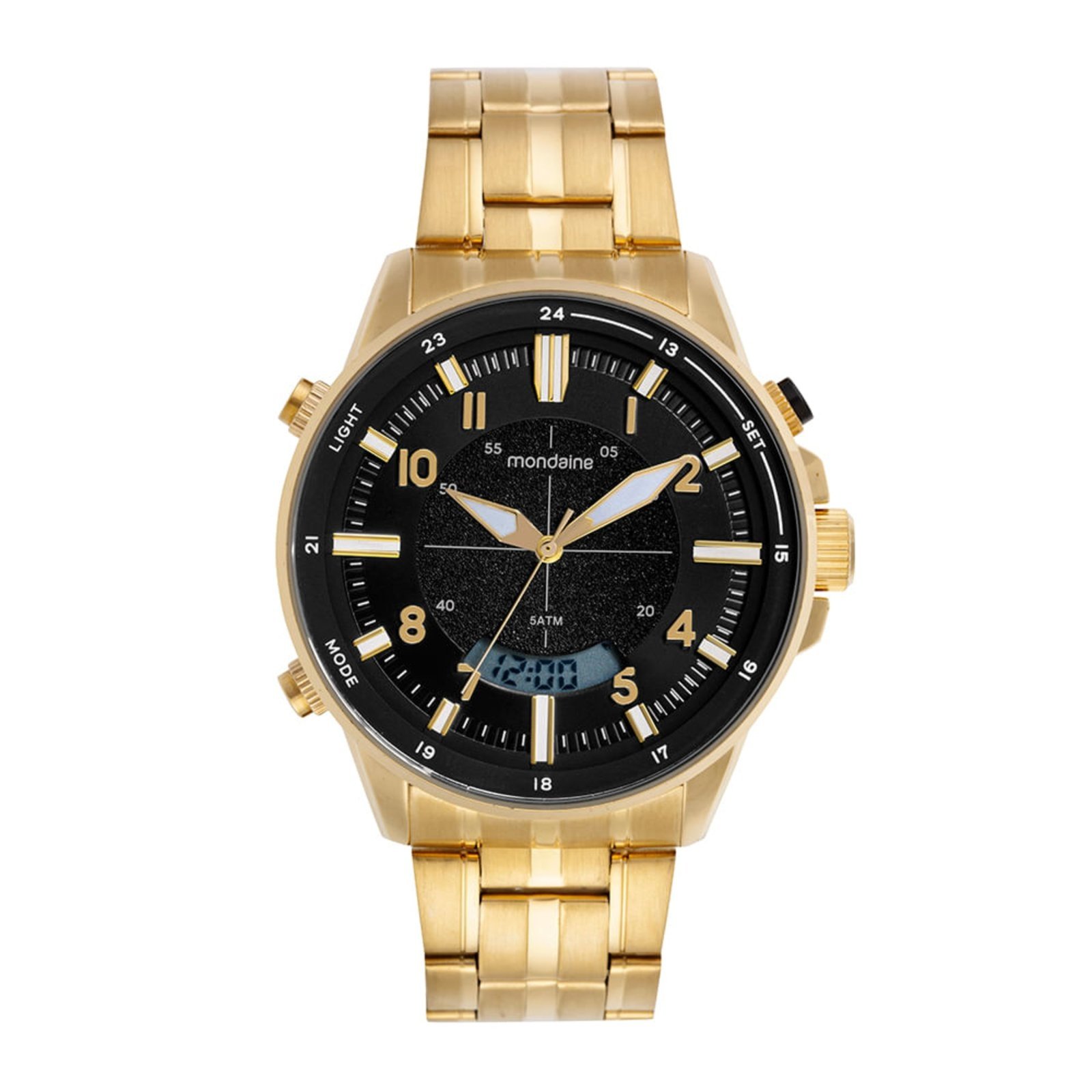 Relógio Masculino Anadigi Dourado Mondaine