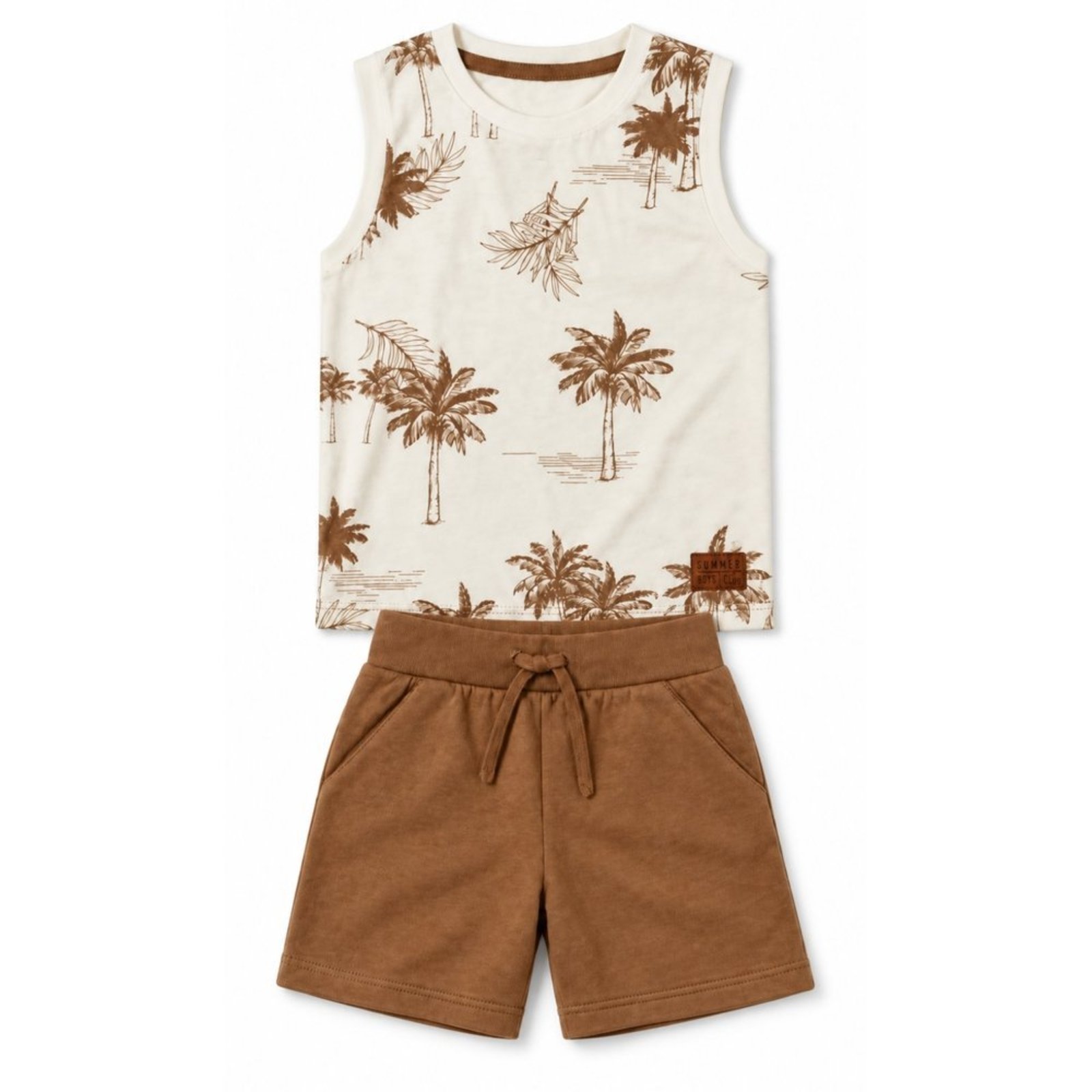 Infantil - Conjunto Infaltil Menino Regata Meia Malha Penteada Bermuda Moletinho
