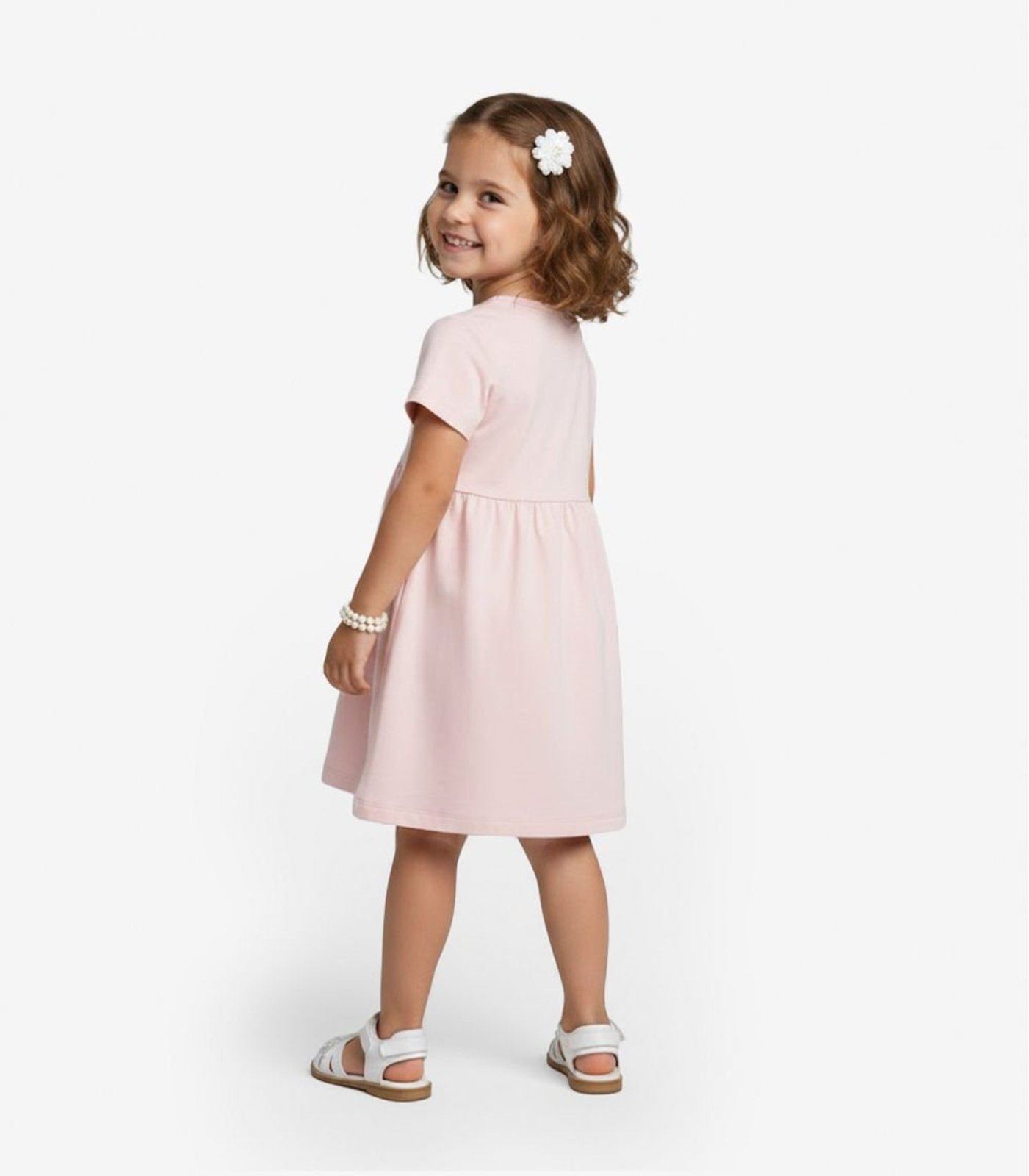 Vista 3 Infantil - Vestido em Molecotton Select cinza Select cinza
