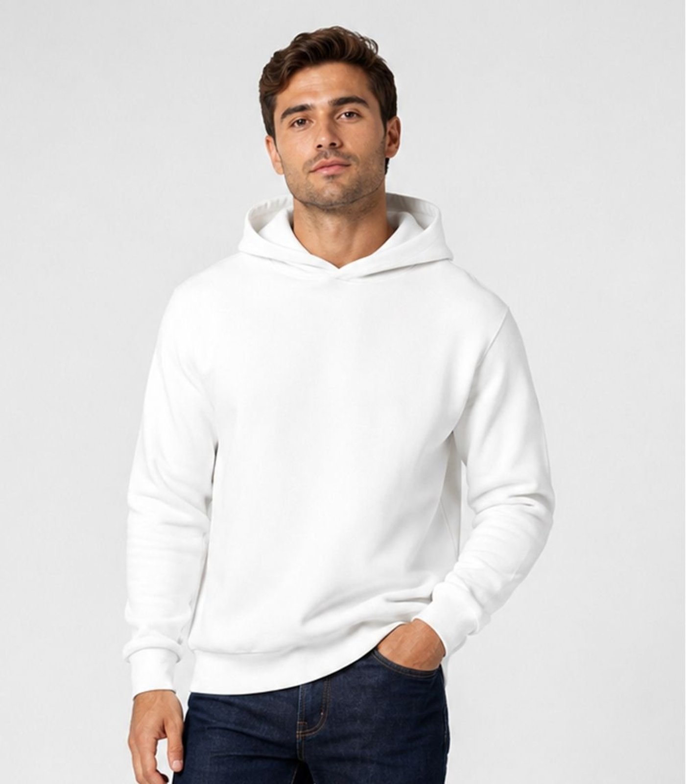 Blusão Com Capuz Em Moletom Masculino Select Branco