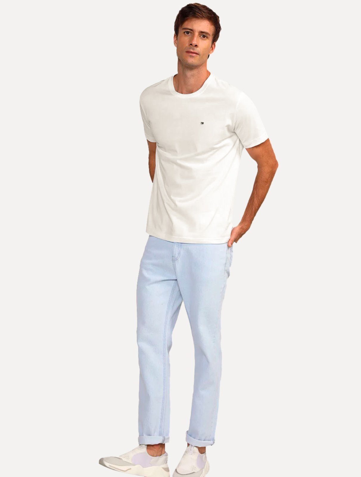 Vista 3 Camiseta Tommy Hilfiger Masculina Essential Cotton Branca branco Tommy Hilfiger branco