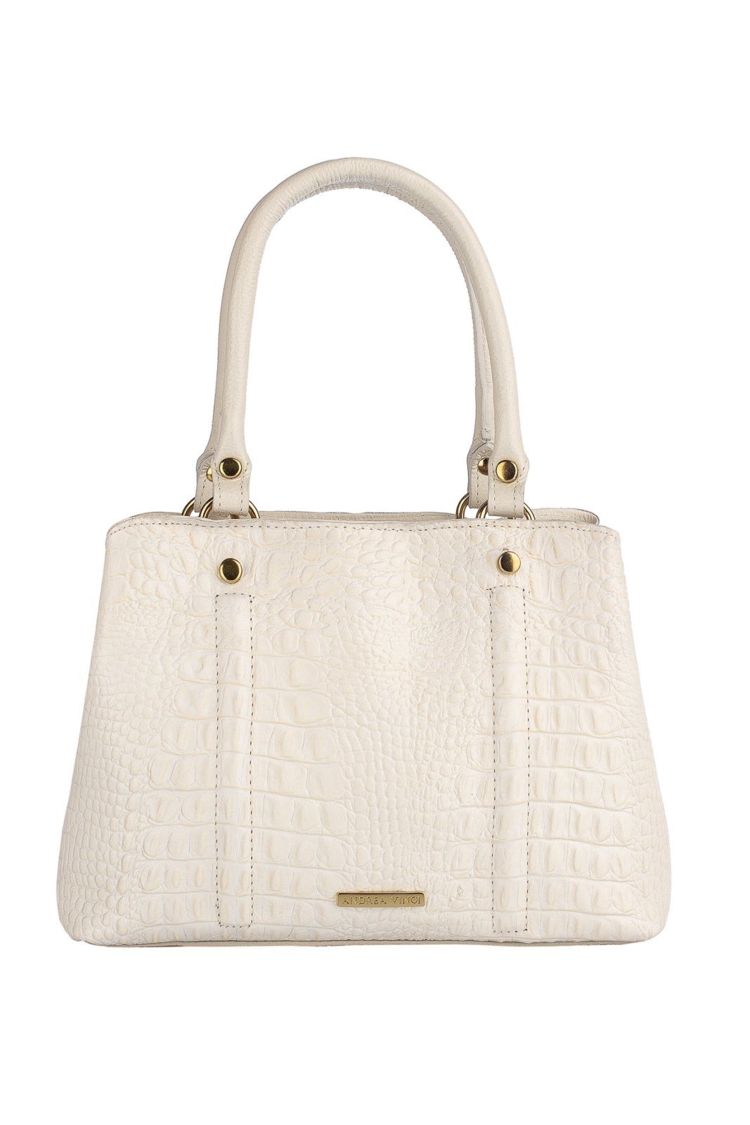 Vista 2 Bolsa de couro croco pequena Melina - Marfim Andrea Vinci vermelho Andrea Vinci vermelho