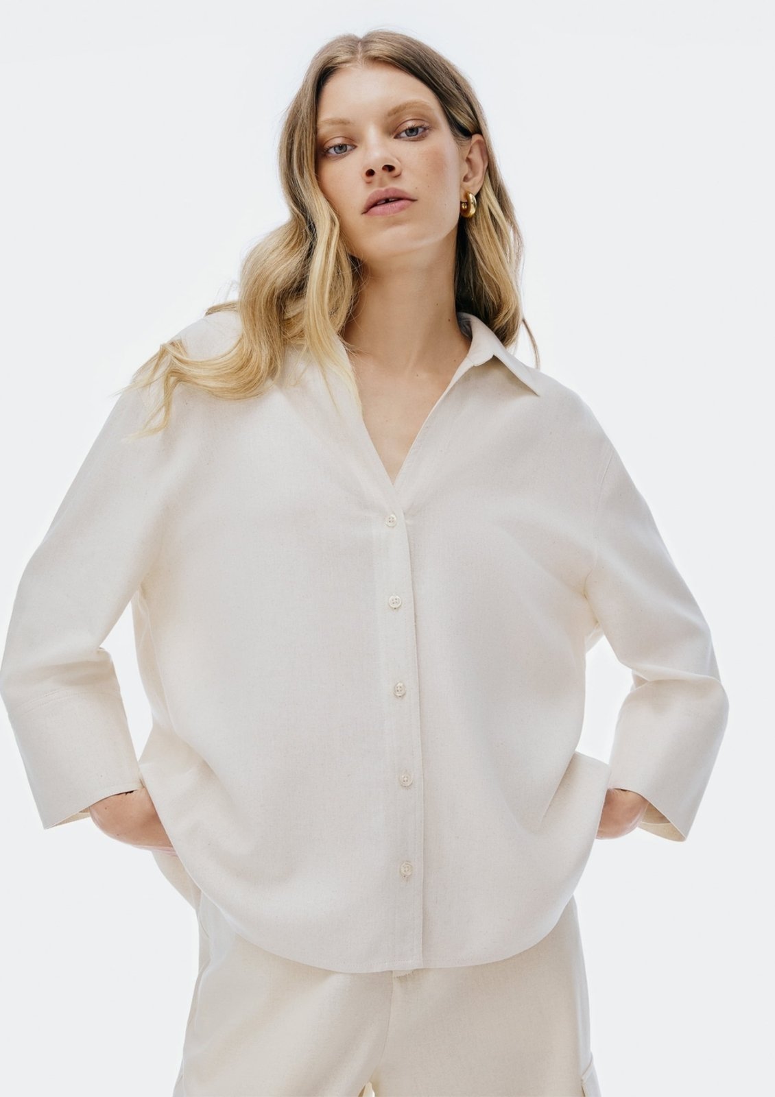 Camisa Feminina Manga 7/8 Com Linho Hering