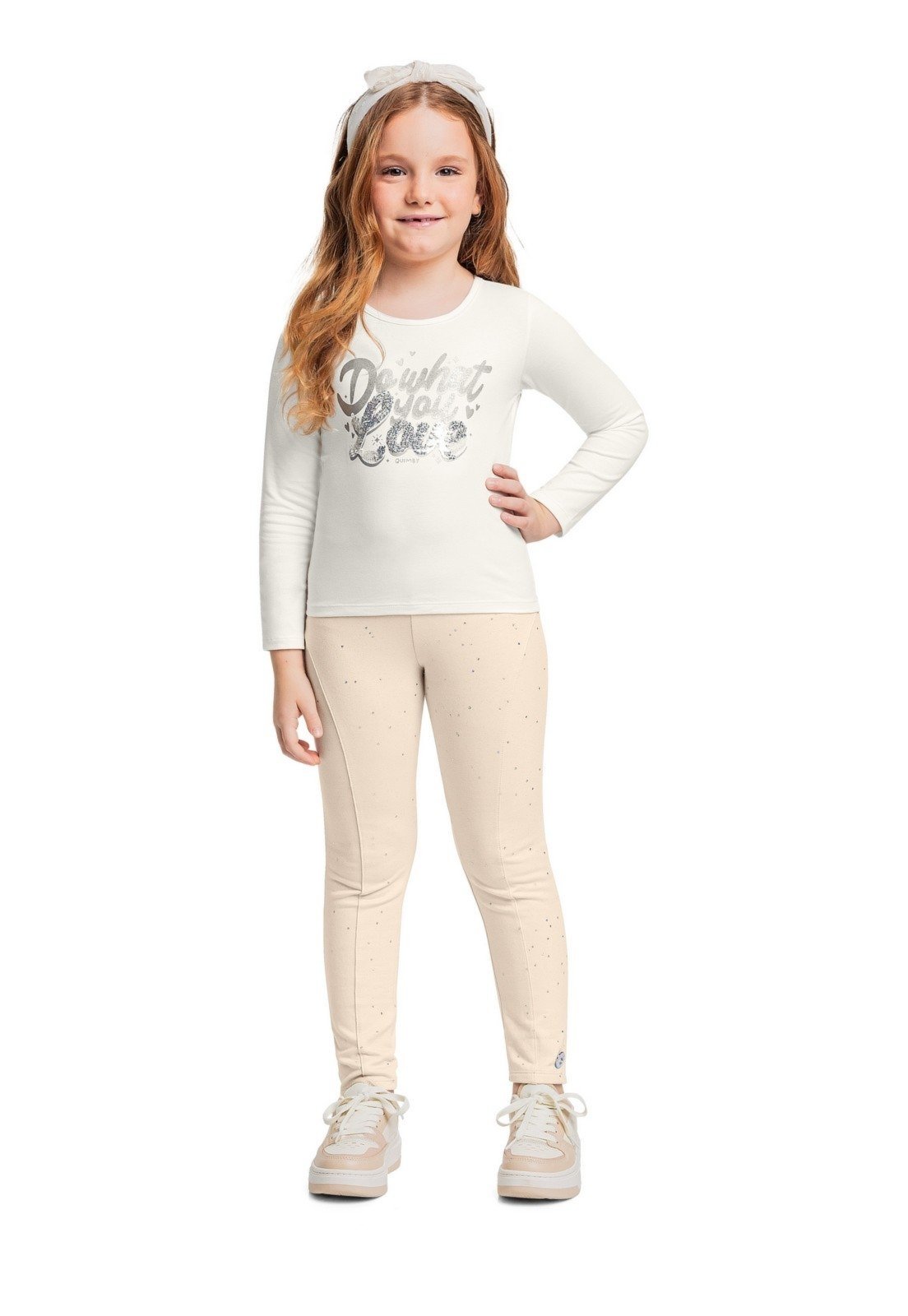 Vista 2 Infantil - Calça Legging com Glitter Quimby bege Quimby bege