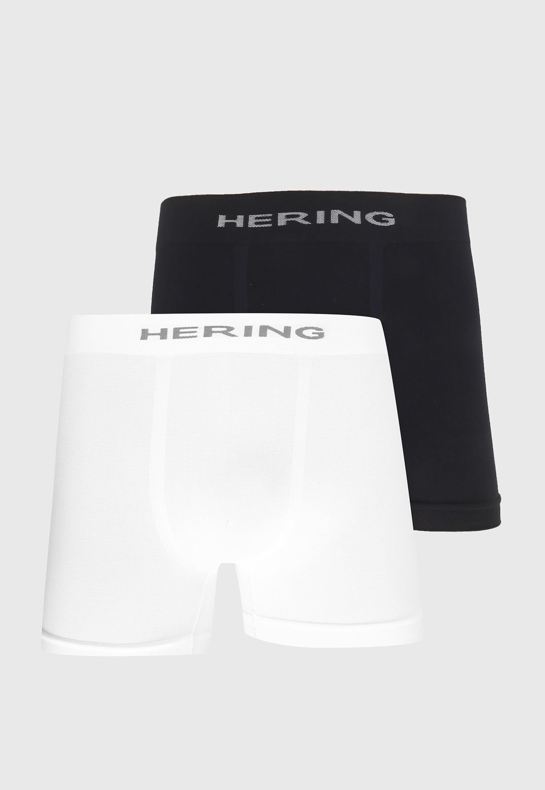 Kit 2pçs Cueca Hering Boxer Sem Costura Logo Preto e Branco