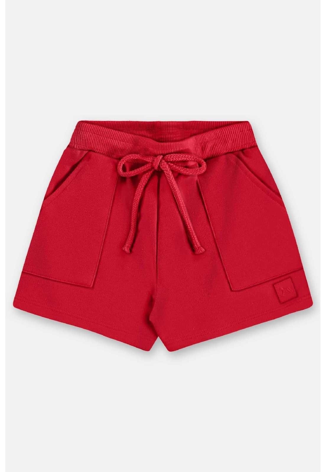 Infantil - Shorts em Moletom Feminino Up Baby Vermelho
