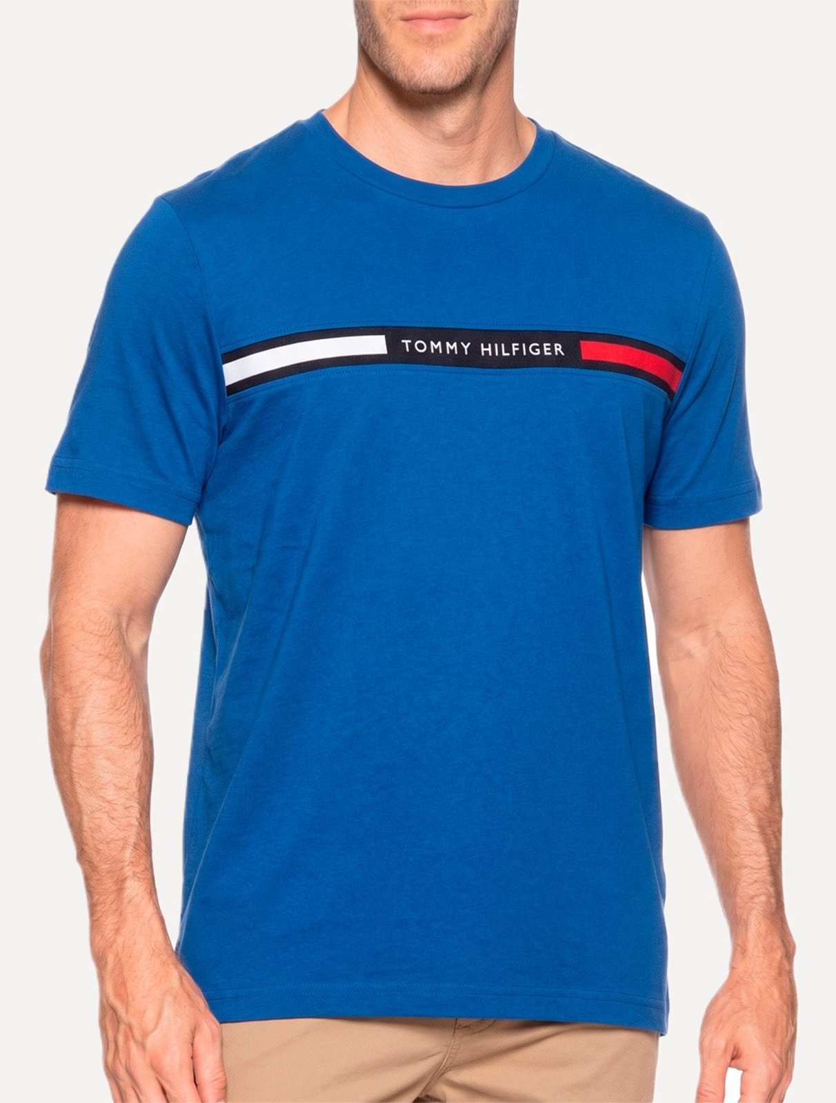Camiseta Tommy Hilfiger Masculina Chest Insert Logo Azul