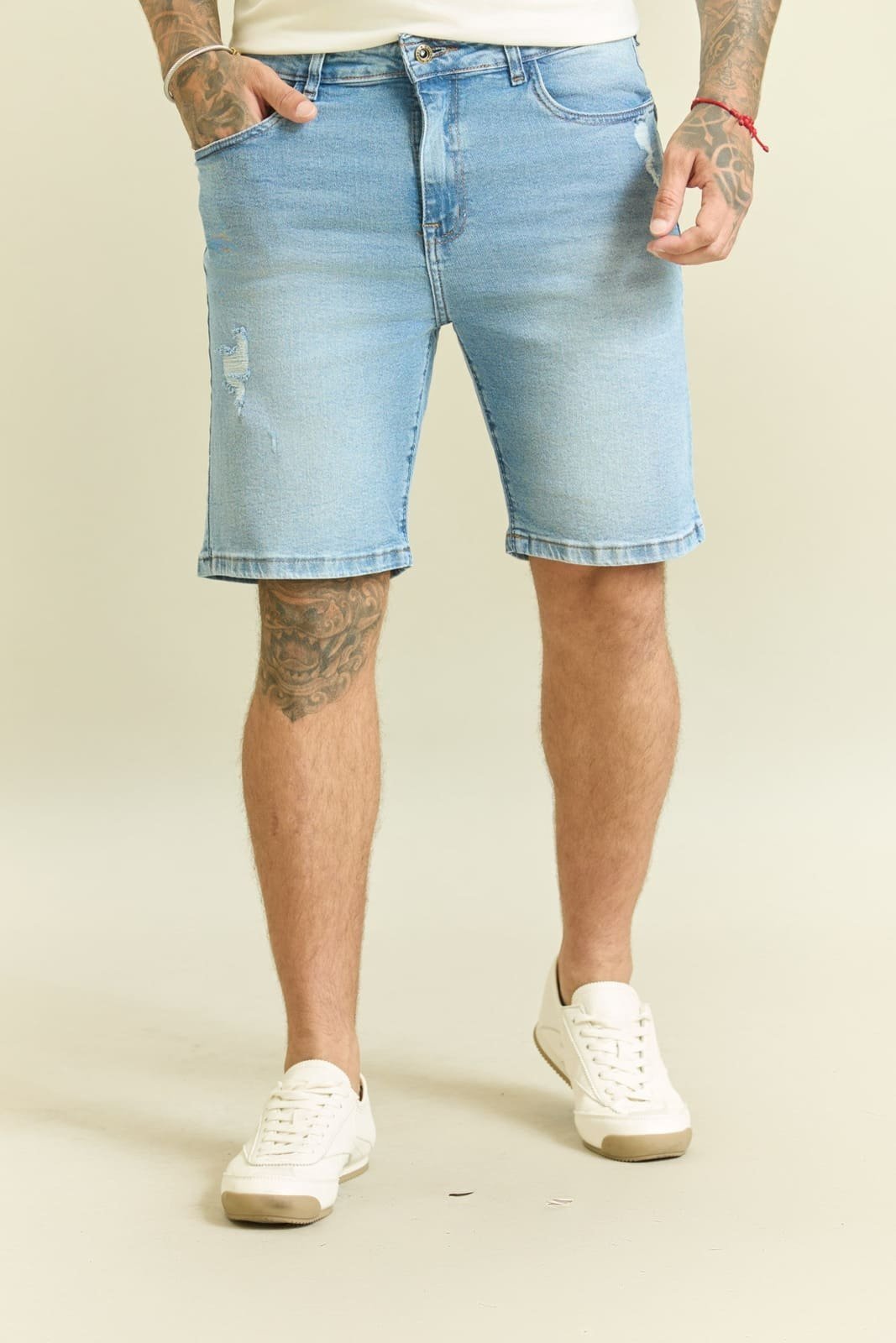 Bermuda Jeans Masculina Destroyed com Elastano Dialogo