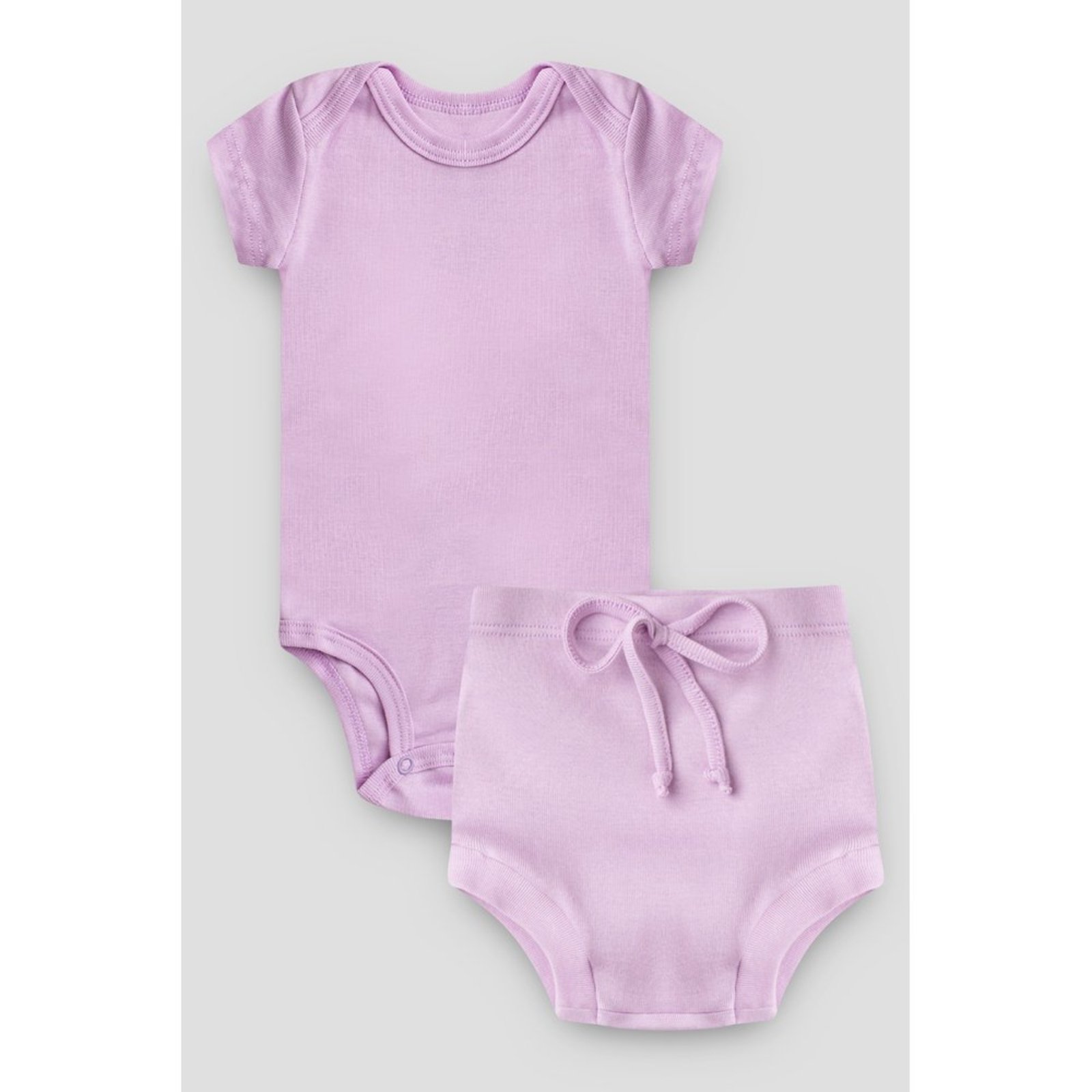 Infantil - Conjunto Body Curto e Tapa Fralda do Papai Lilás Liso